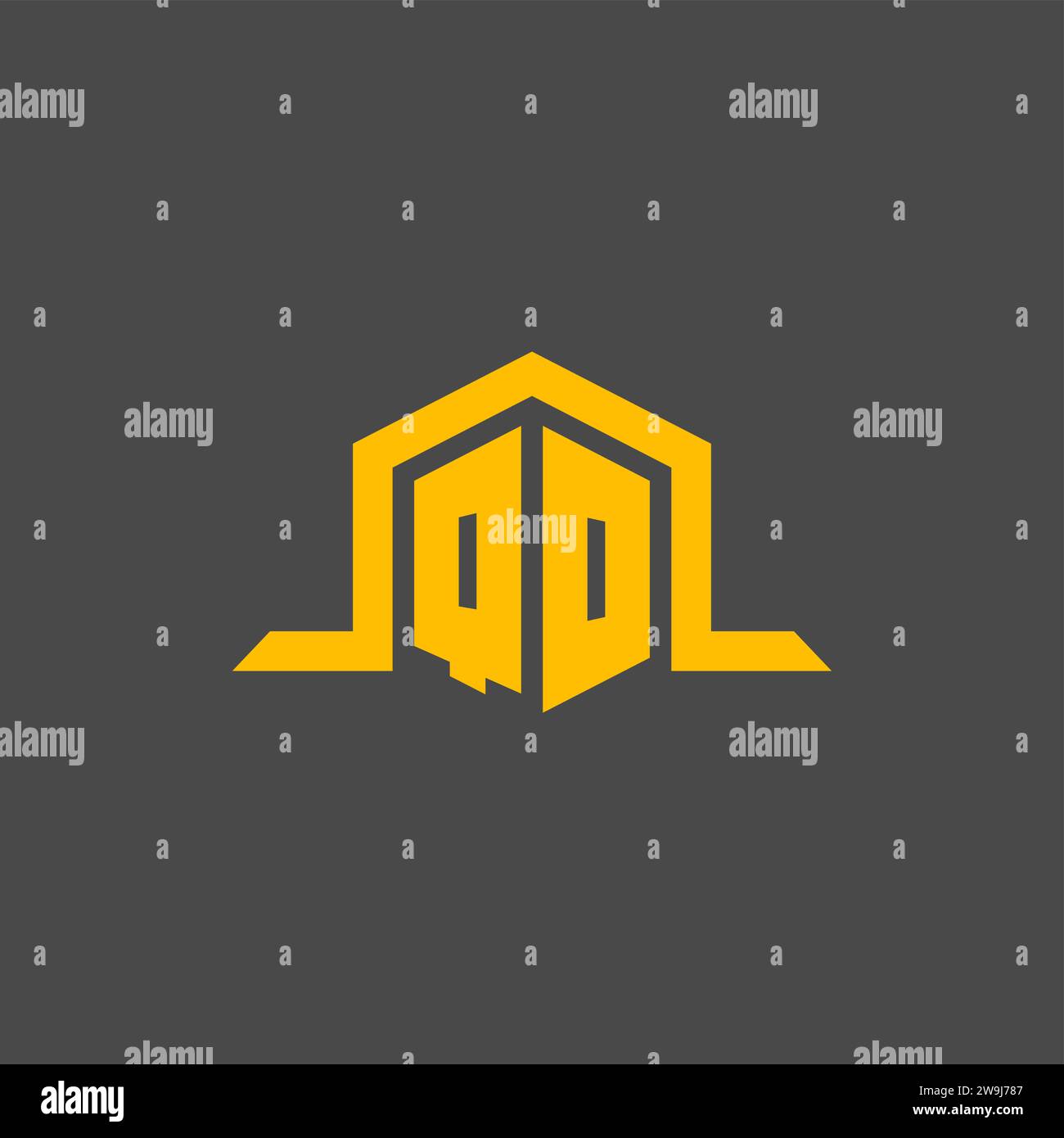 QO monogram initial logo with hexagon style design ideas Stock Vector