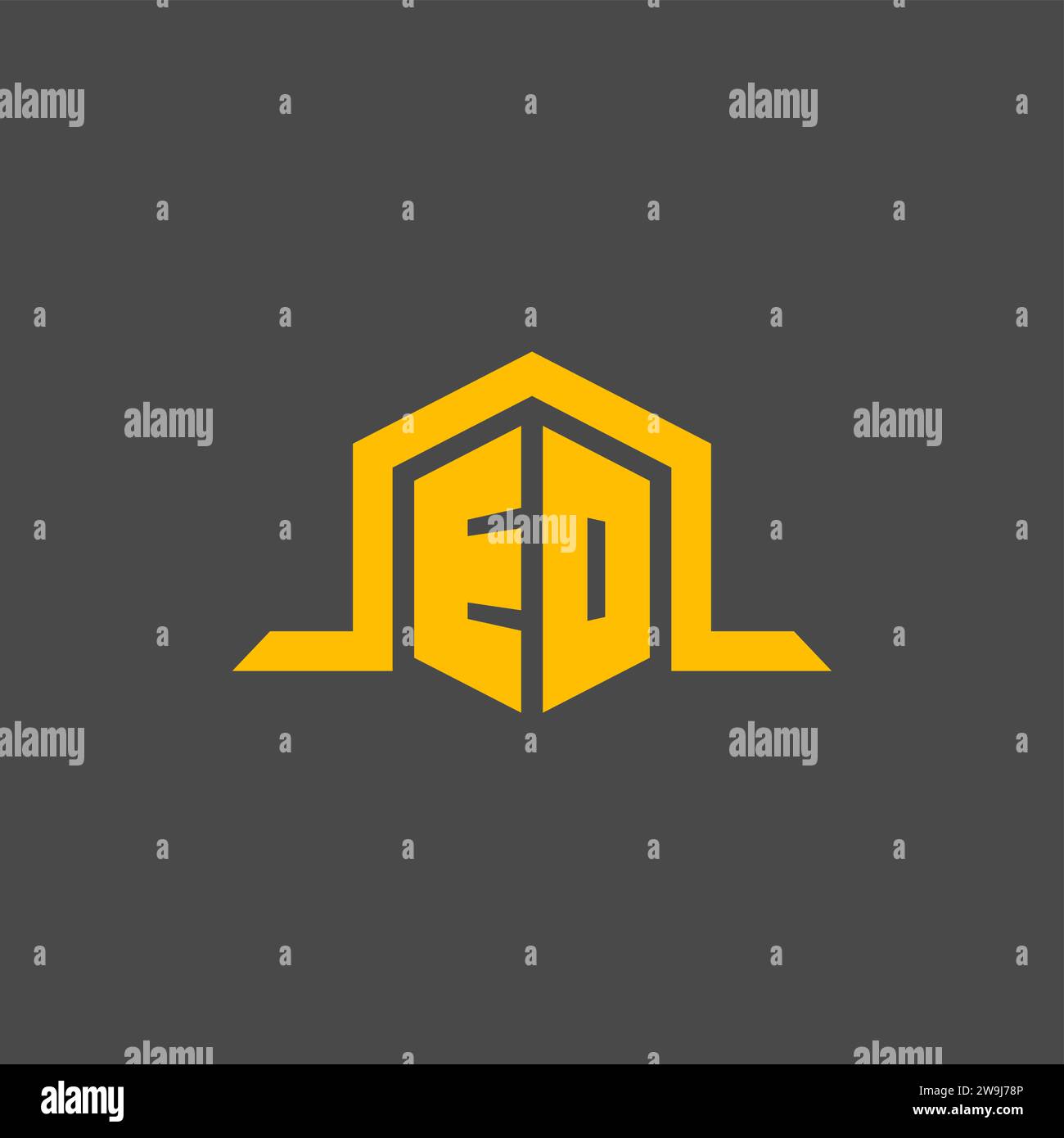 EO monogram initial logo with hexagon style design ideas Stock Vector