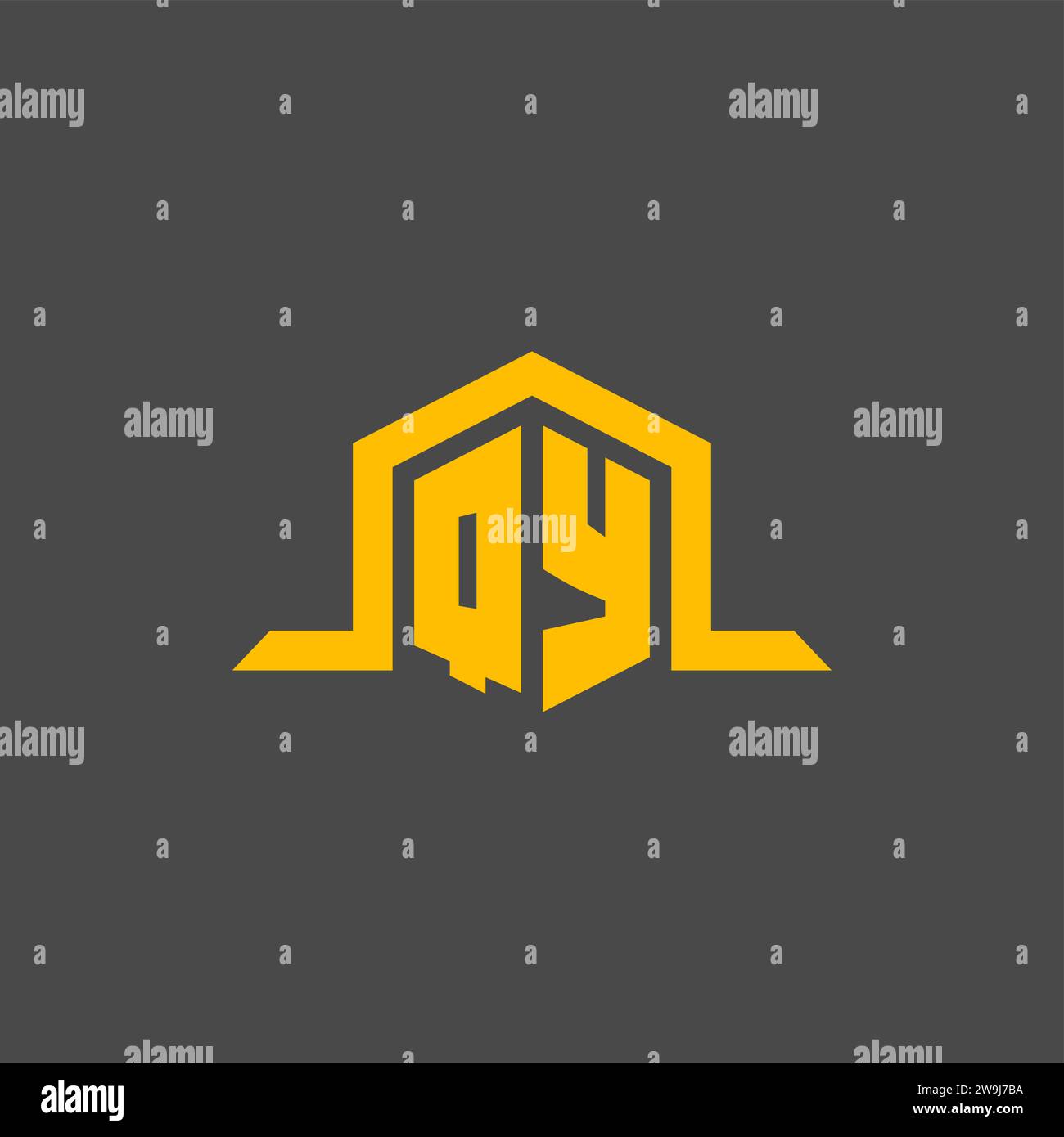 QY monogram initial logo with hexagon style design ideas Stock Vector