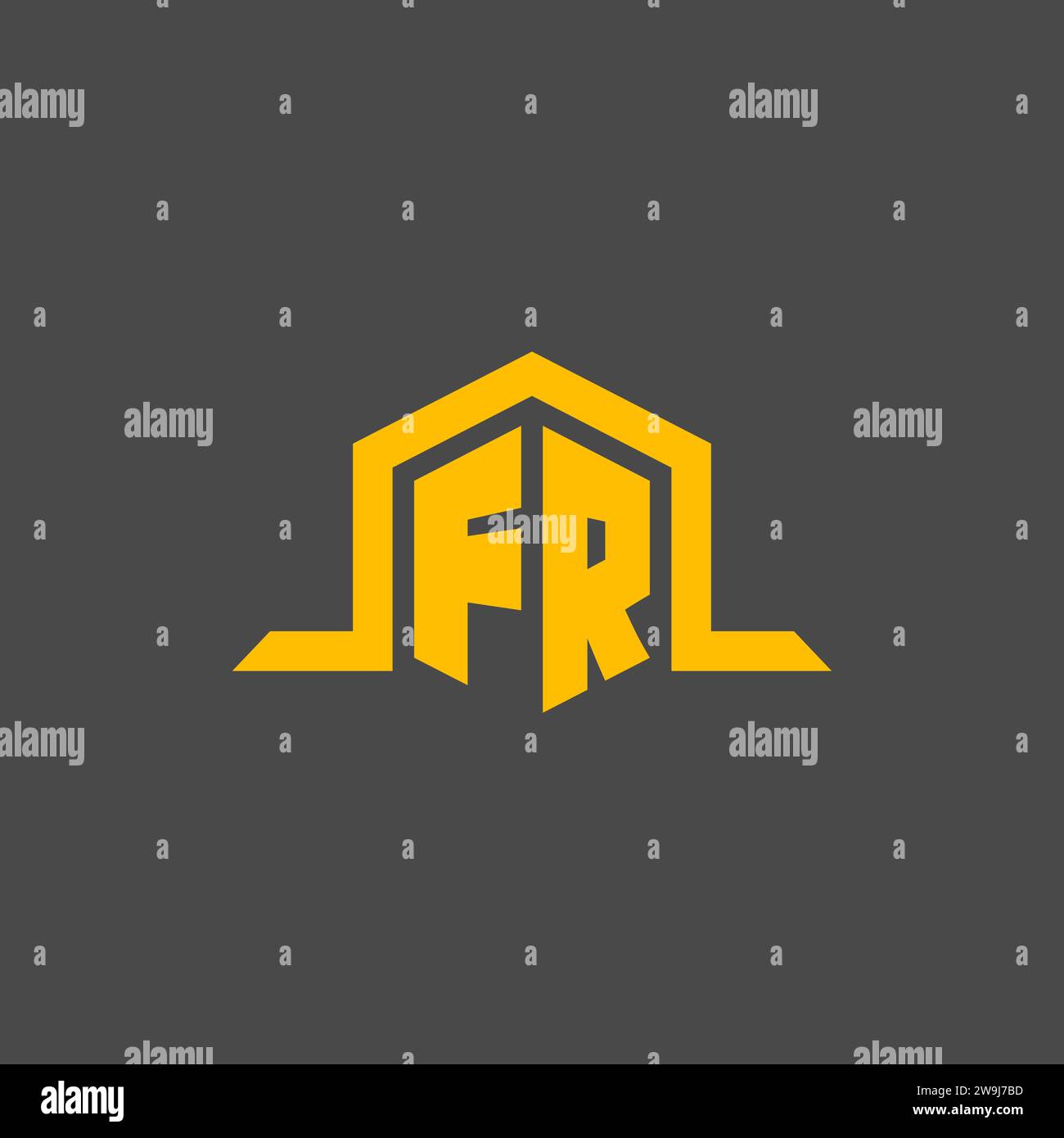 FR monogram initial logo with hexagon style design ideas Stock Vector