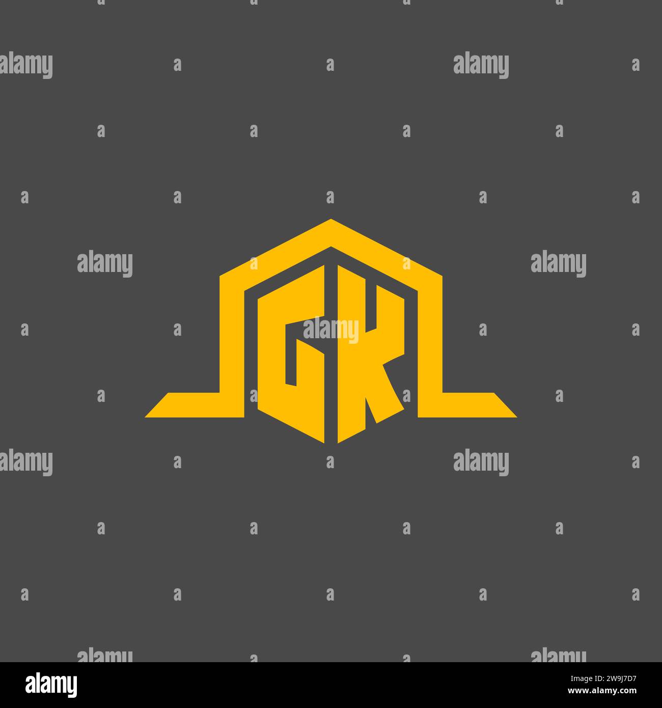 GK monogram initial logo with hexagon style design ideas Stock Vector
