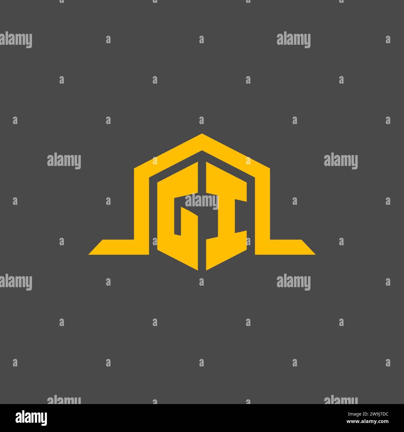 GI monogram initial logo with hexagon style design ideas Stock Vector ...
