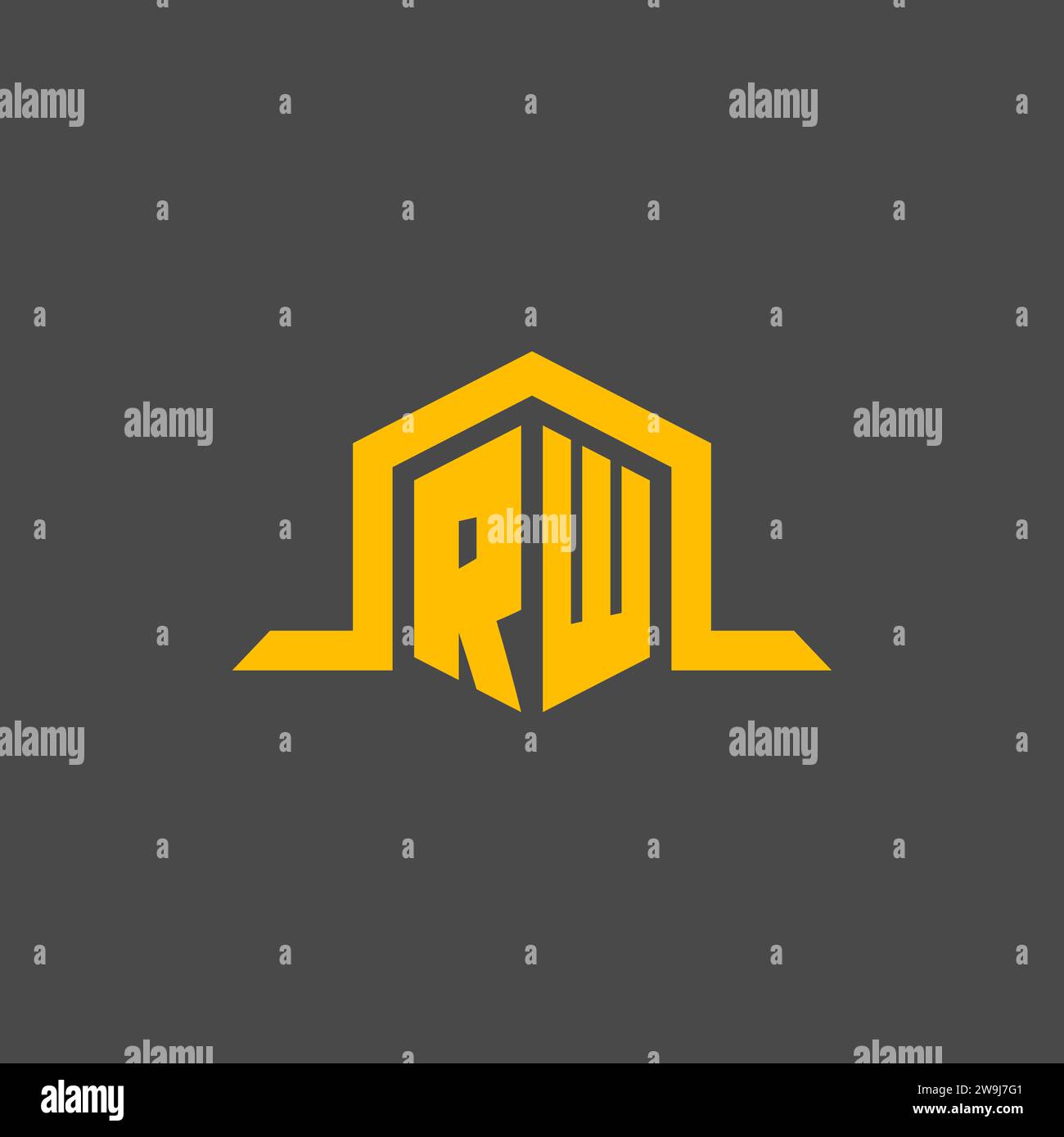 RW monogram initial logo with hexagon style design ideas Stock Vector