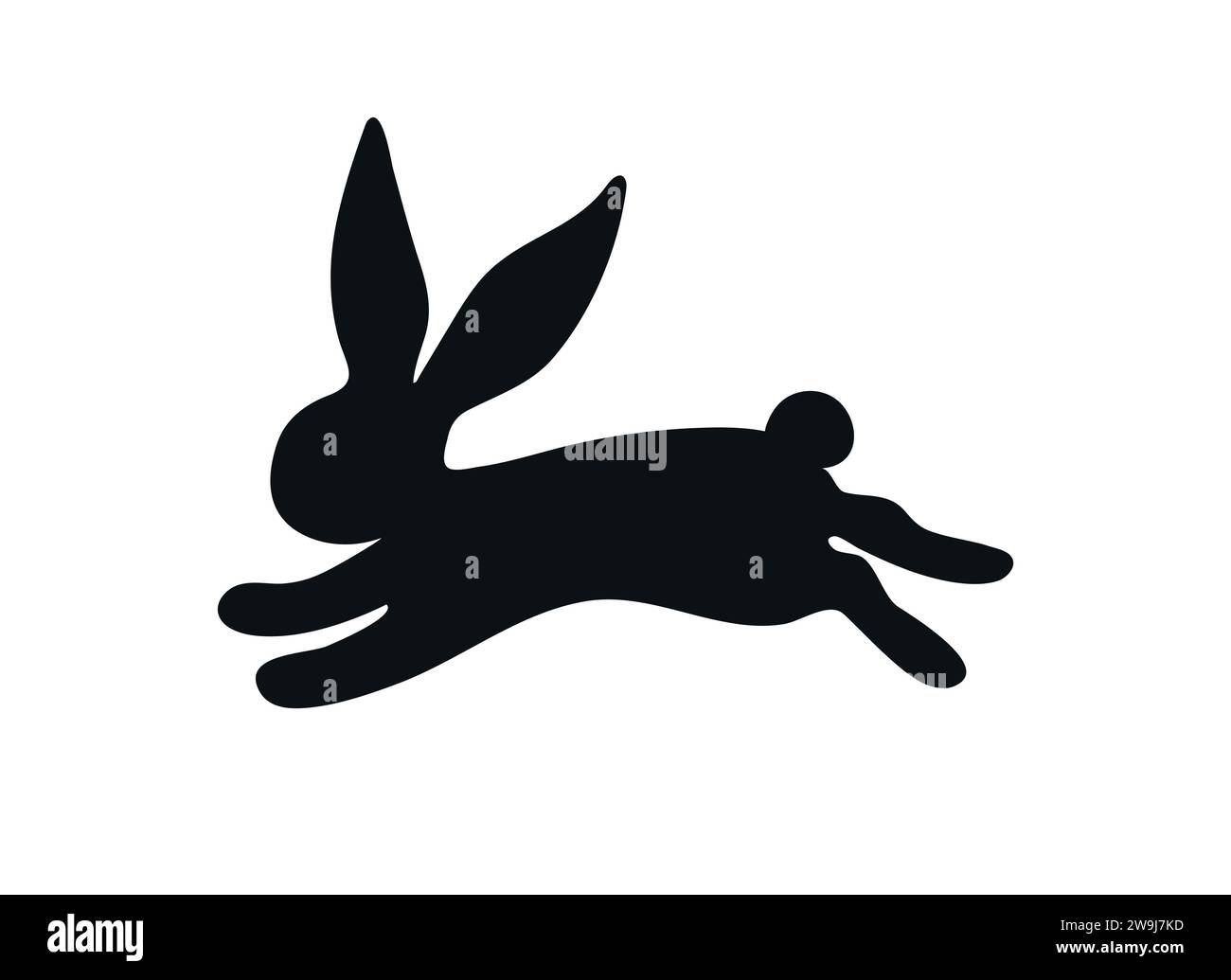 Running rabbit silhouette. Hand drawn rabbit is jumping. Vector