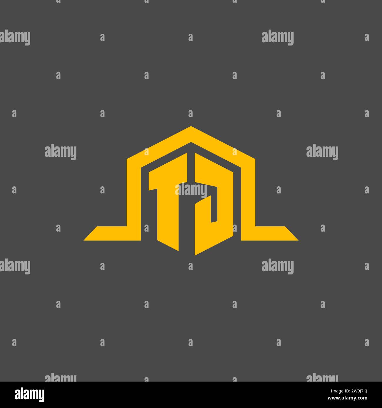 TJ monogram initial logo with hexagon style design ideas Stock Vector