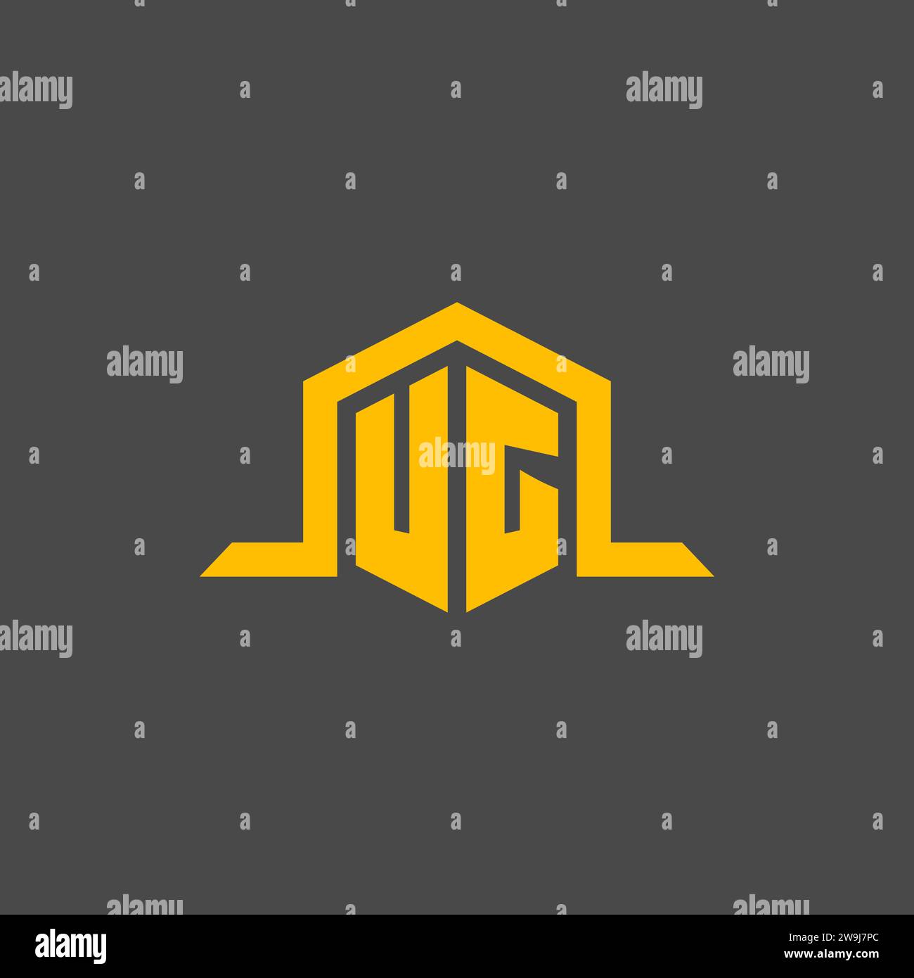 UG monogram initial logo with hexagon style design ideas Stock Vector