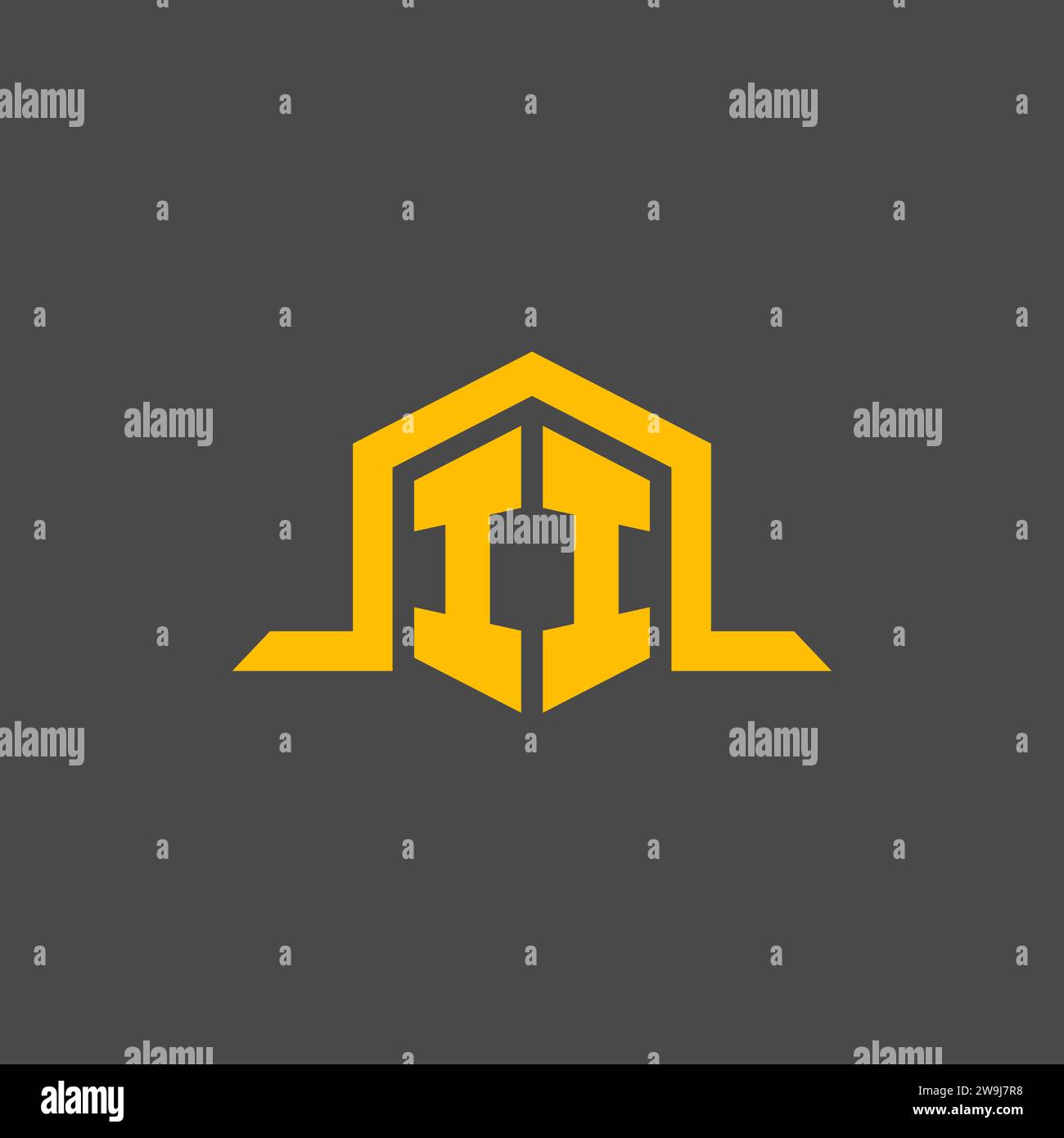 II monogram initial logo with hexagon style design ideas Stock Vector