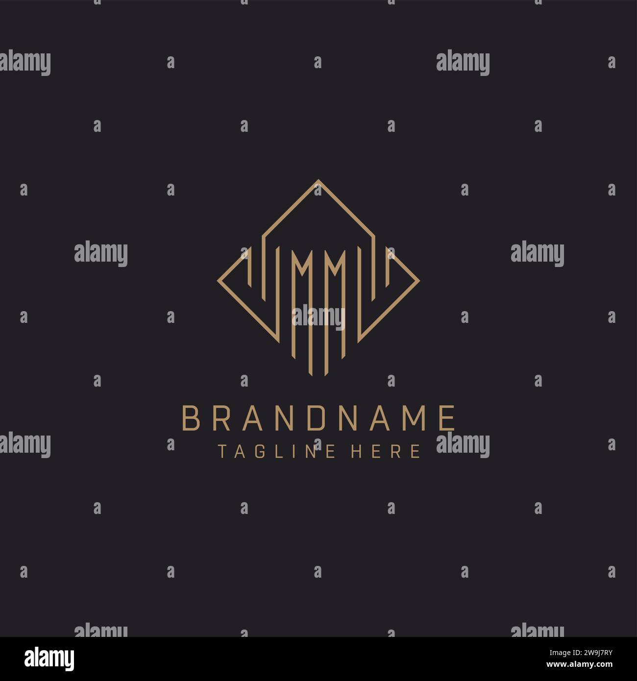Monogram MM with rhombus line logo style, Luxury elegant logo design ...