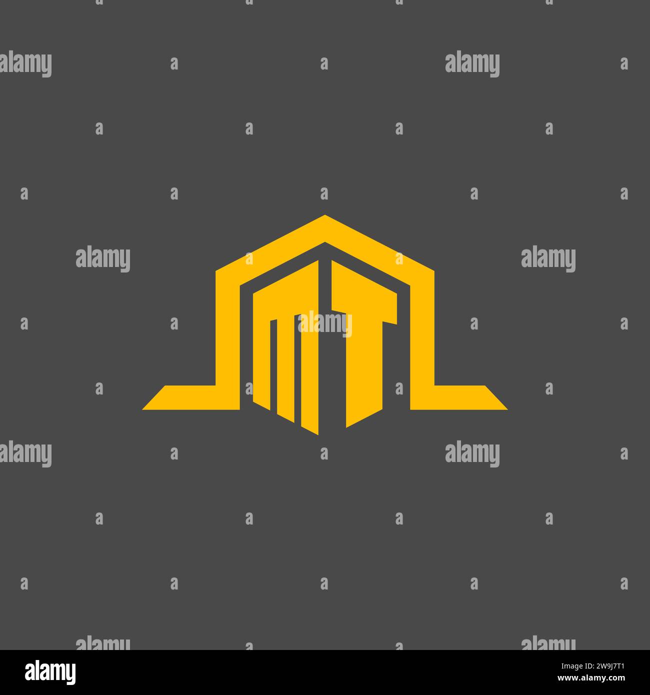 MT monogram initial logo with hexagon style design ideas Stock Vector