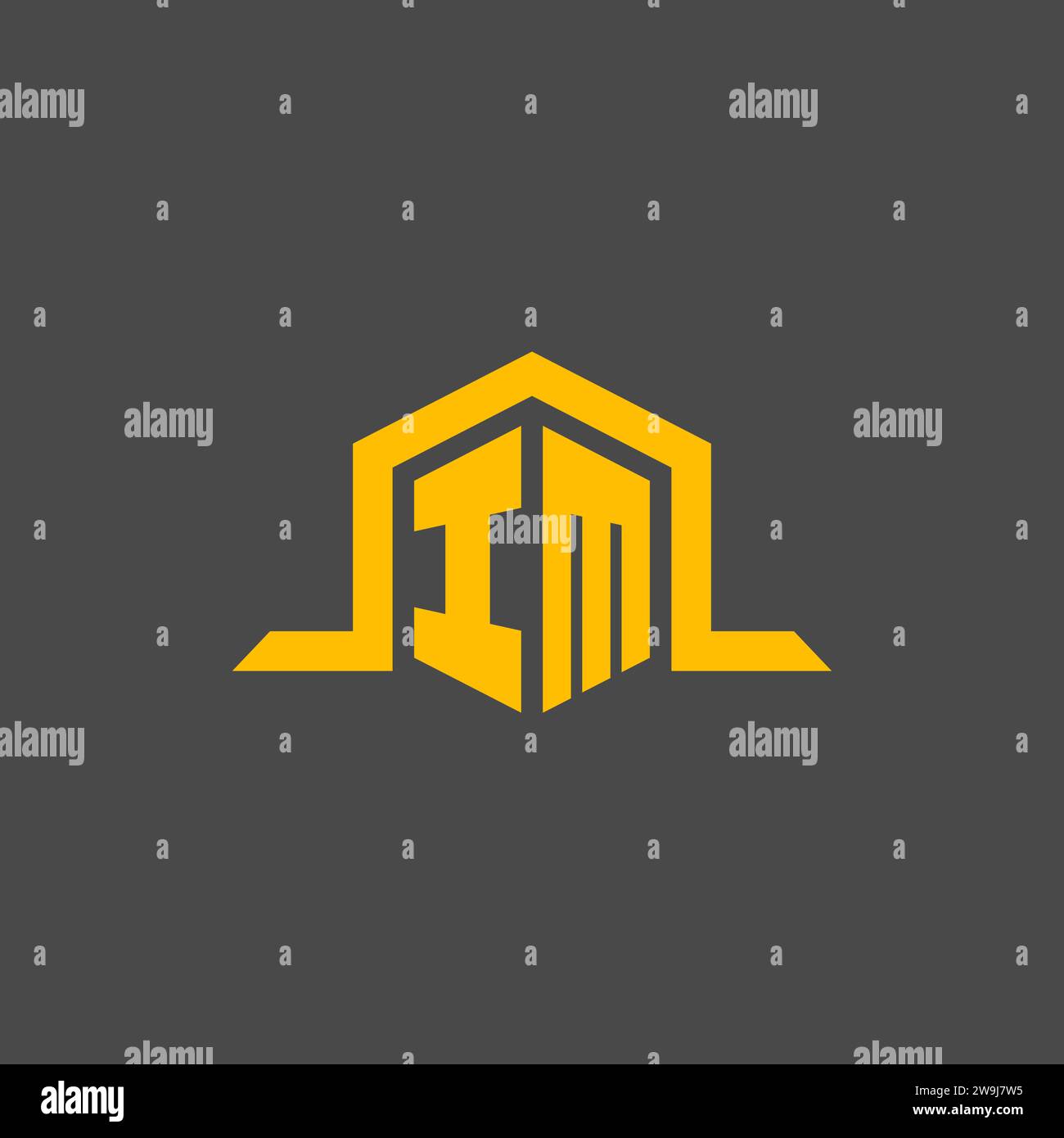 IM monogram initial logo with hexagon style design ideas Stock Vector