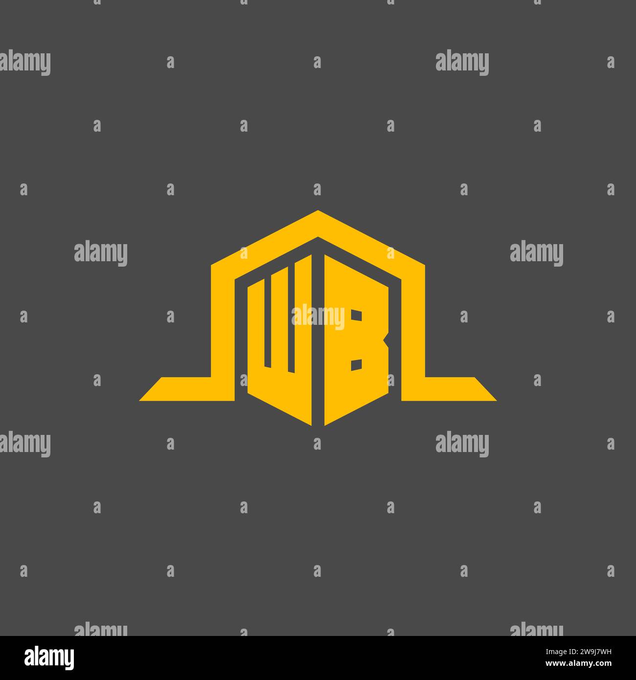 WB monogram initial logo with hexagon style design ideas Stock Vector