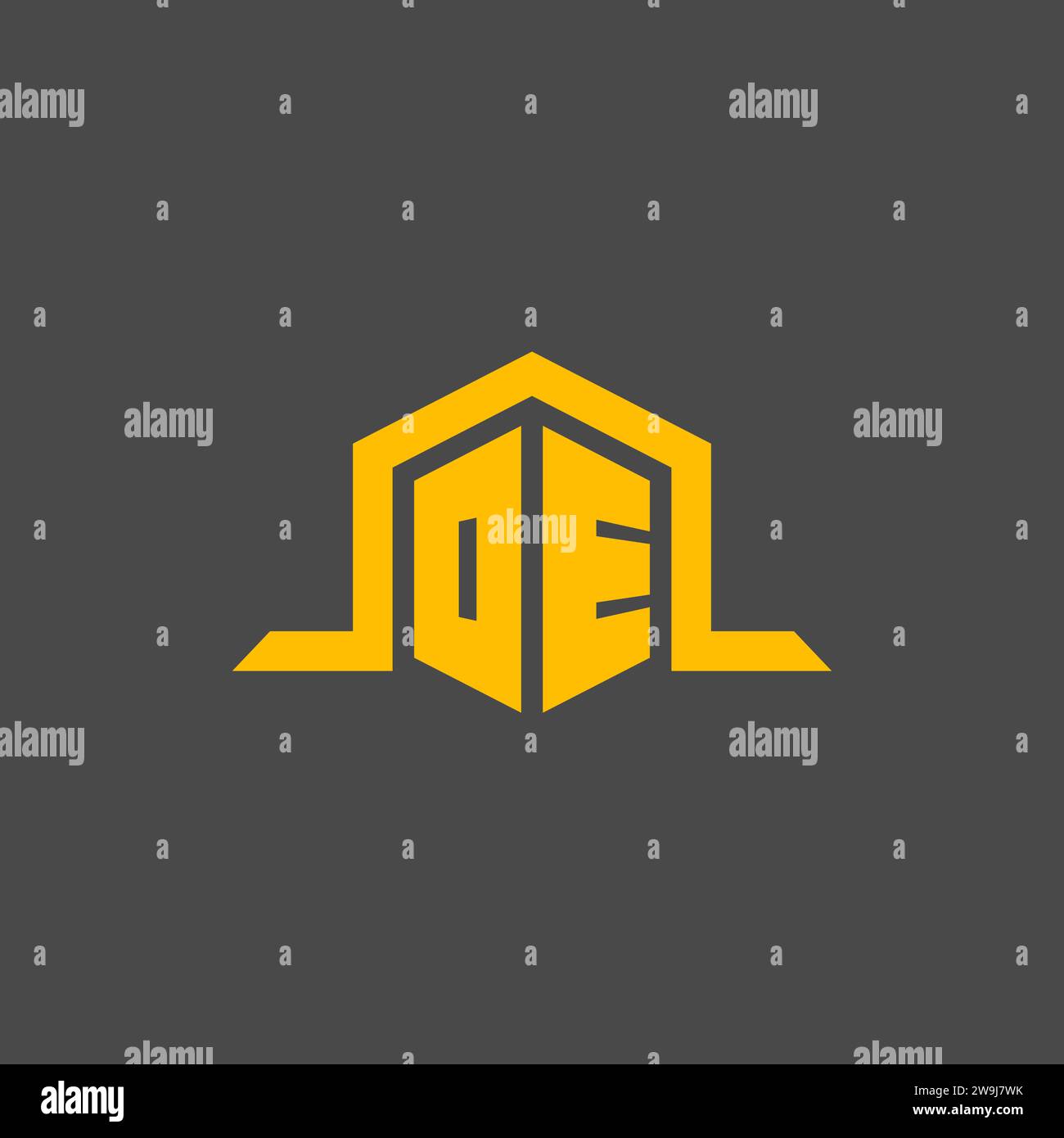 OE monogram initial logo with hexagon style design ideas Stock Vector