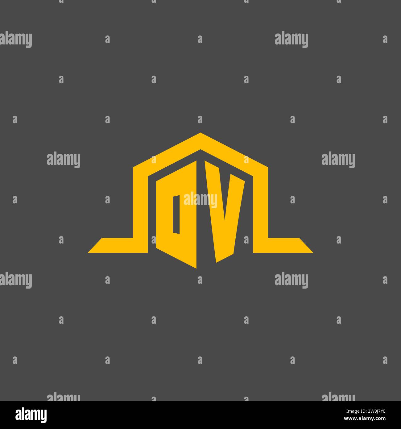 OV monogram initial logo with hexagon style design ideas Stock Vector