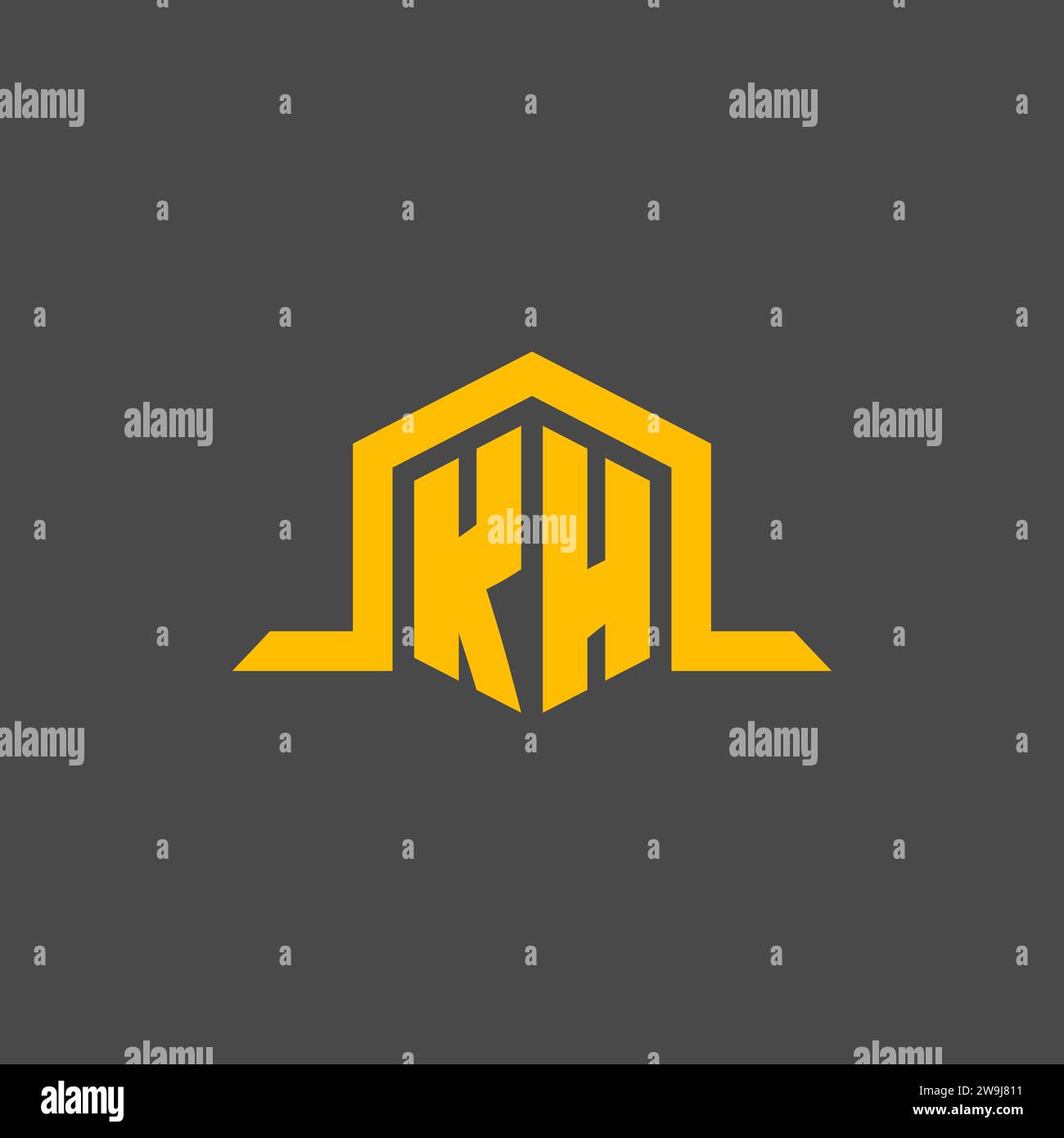 KH monogram initial logo with hexagon style design ideas Stock Vector