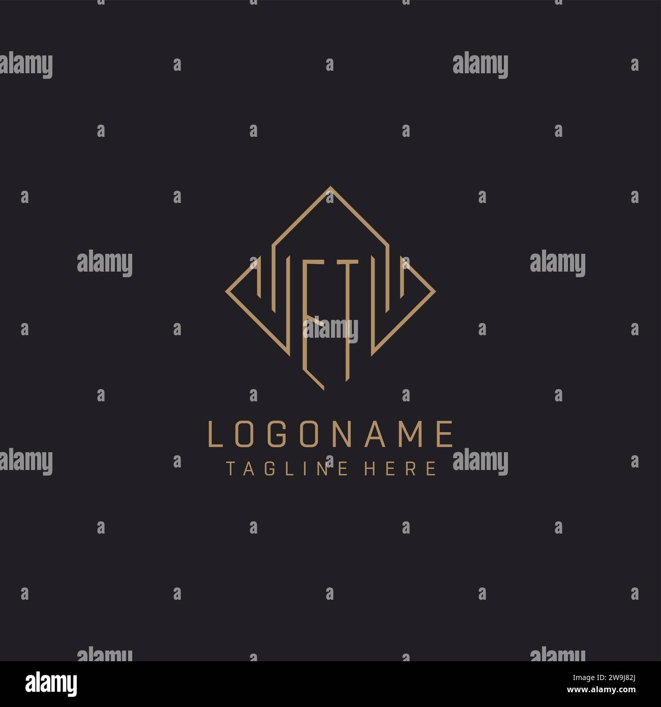 Monogram ET with rhombus line logo style, Luxury elegant logo design ...