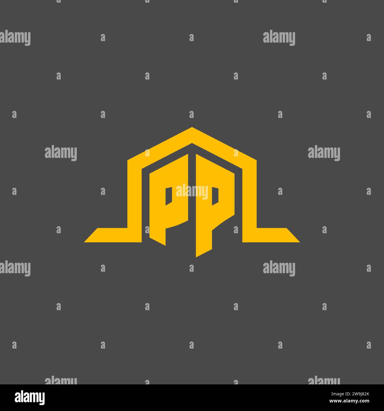 PP monogram initial logo with hexagon style design ideas Stock Vector