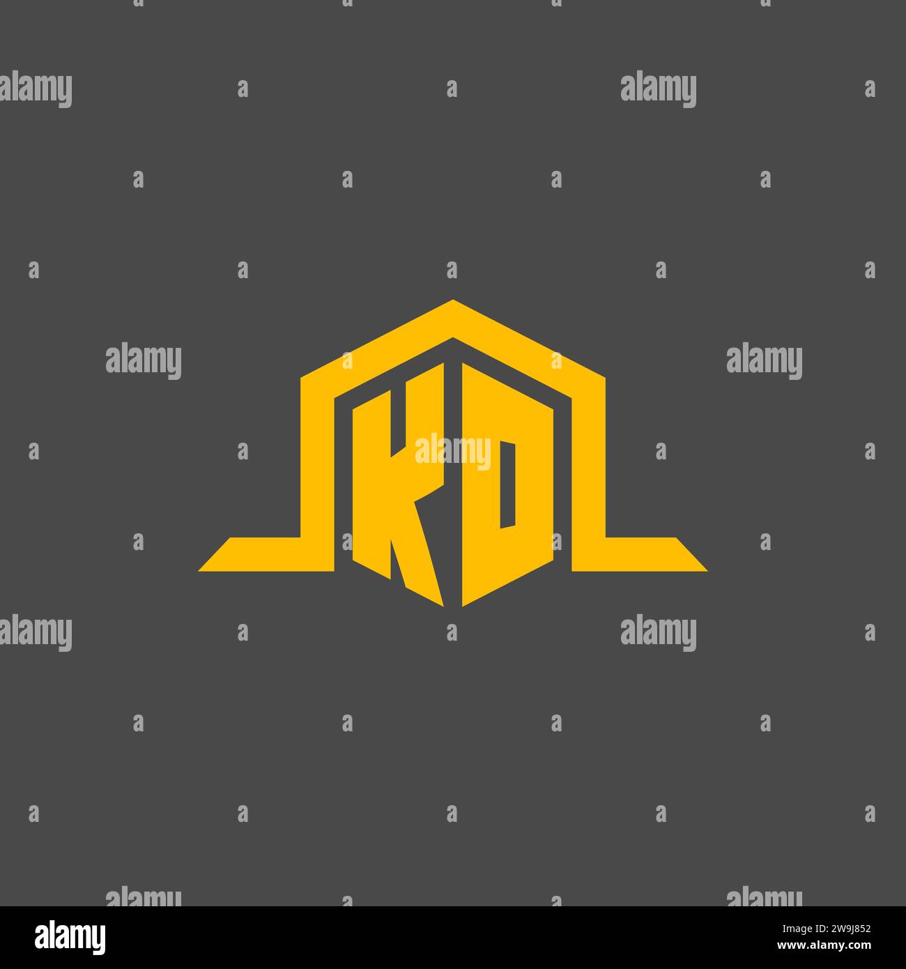 KO monogram initial logo with hexagon style design ideas Stock Vector