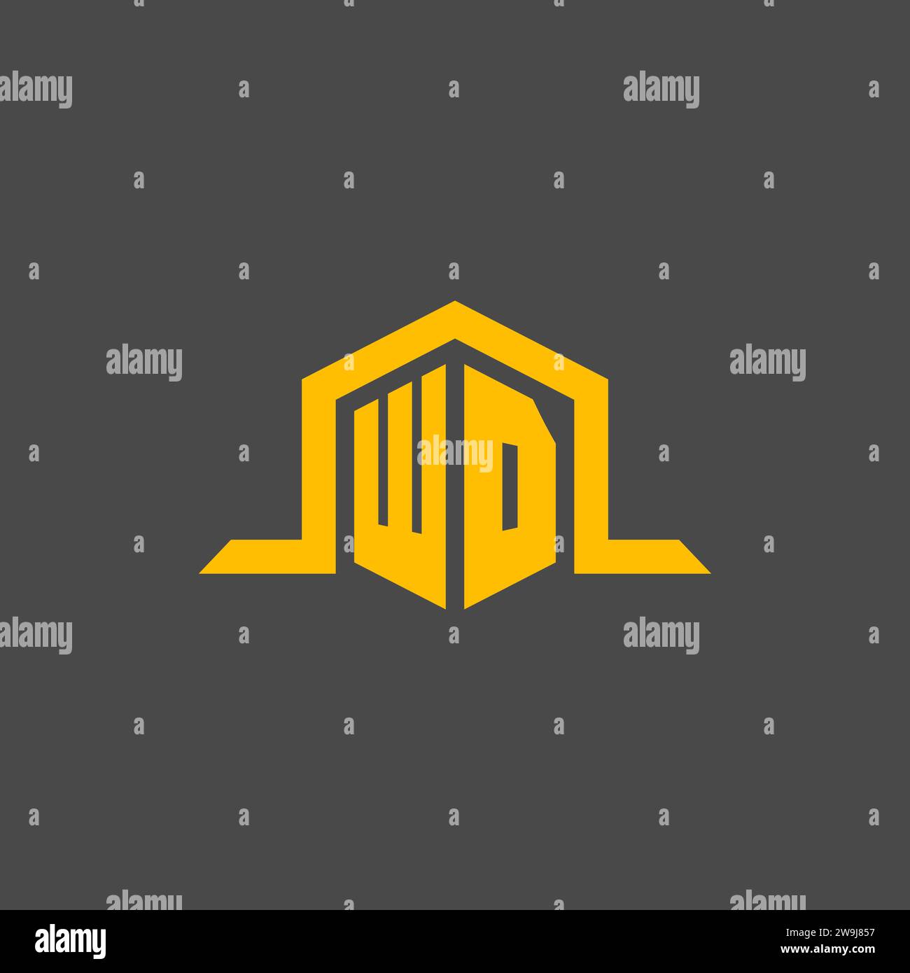 WD monogram initial logo with hexagon style design ideas Stock Vector
