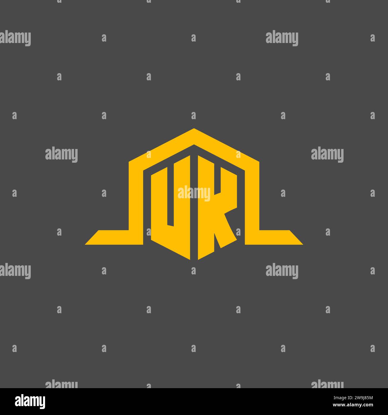 UK monogram initial logo with hexagon style design ideas Stock Vector