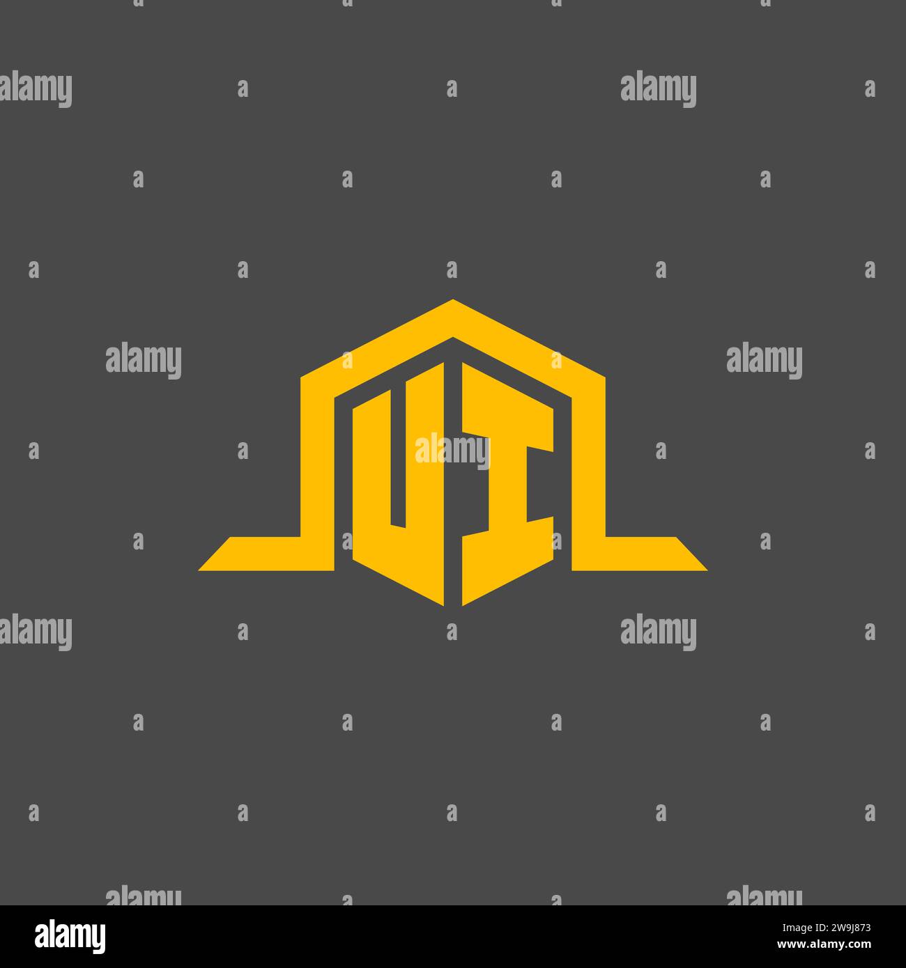 UI monogram initial logo with hexagon style design ideas Stock Vector