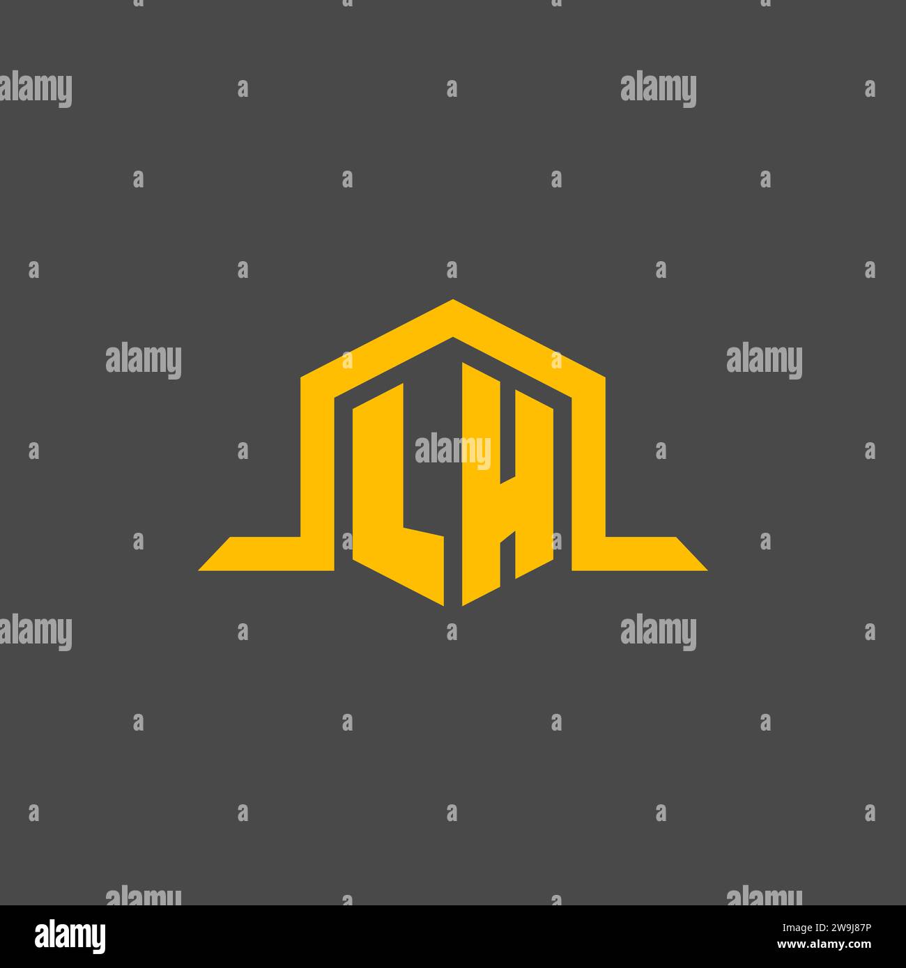 LH monogram initial logo with hexagon style design ideas Stock Vector