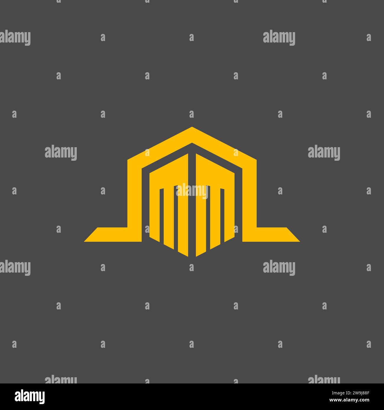 MM monogram initial logo with hexagon style design ideas Stock Vector
