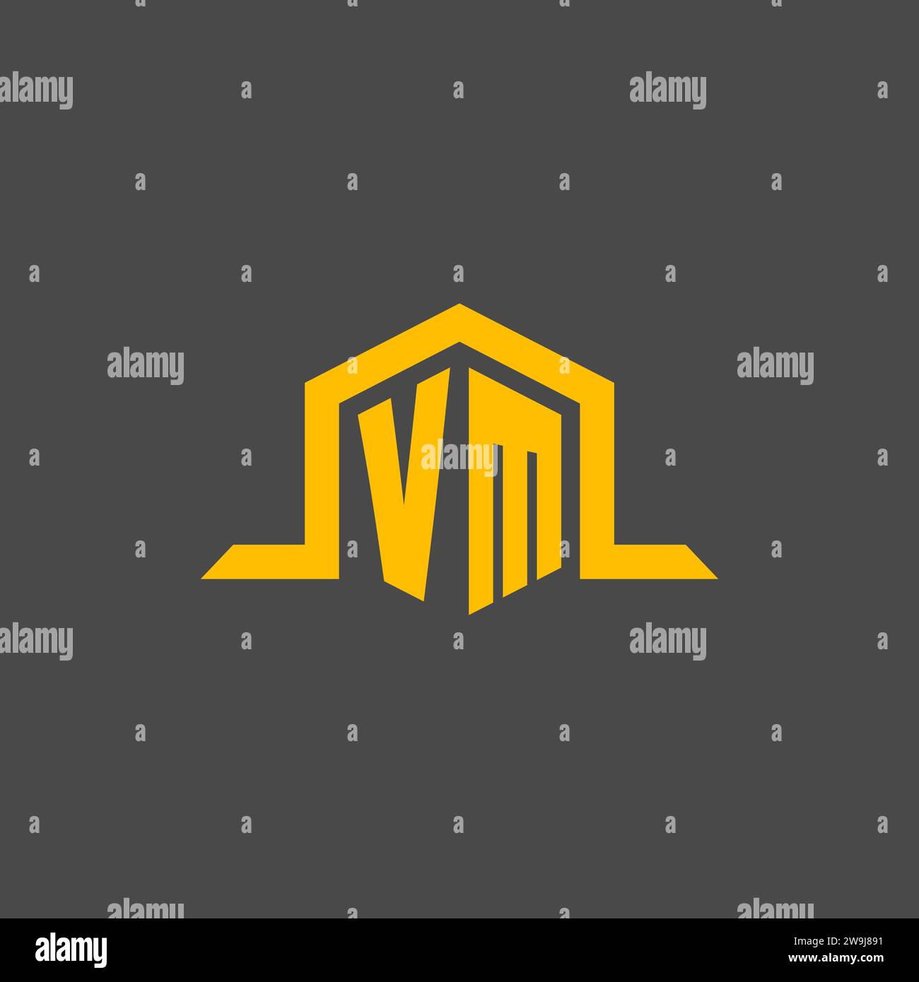 VM monogram initial logo with hexagon style design ideas Stock Vector