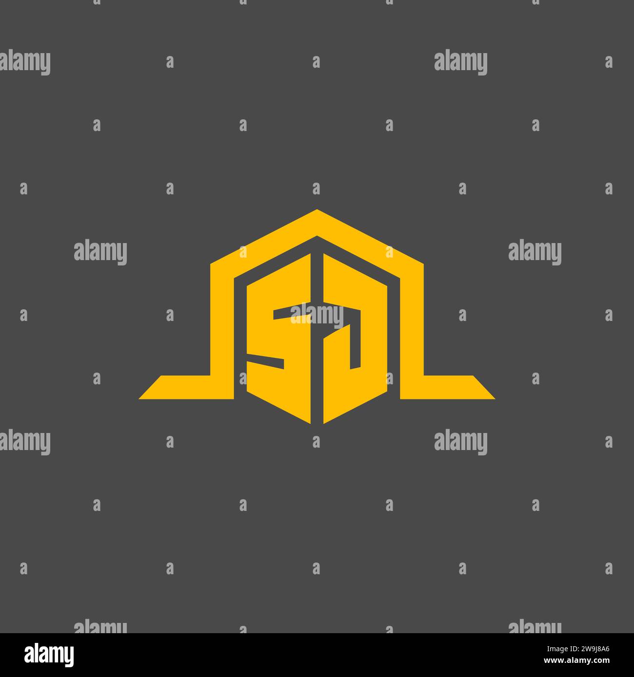 SJ monogram initial logo with hexagon style design ideas Stock Vector
