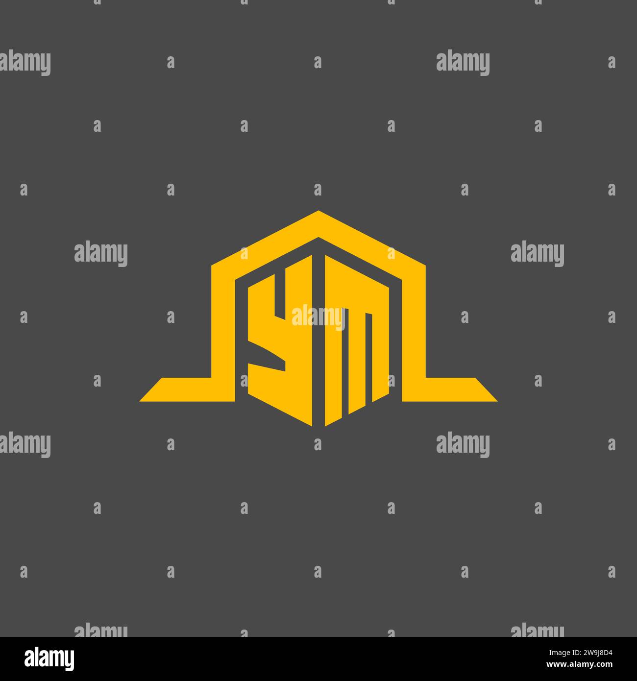 YM monogram initial logo with hexagon style design ideas Stock Vector