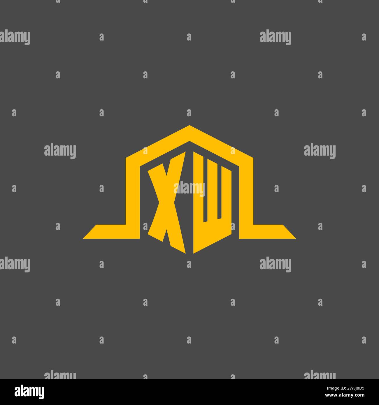 XW monogram initial logo with hexagon style design ideas Stock Vector