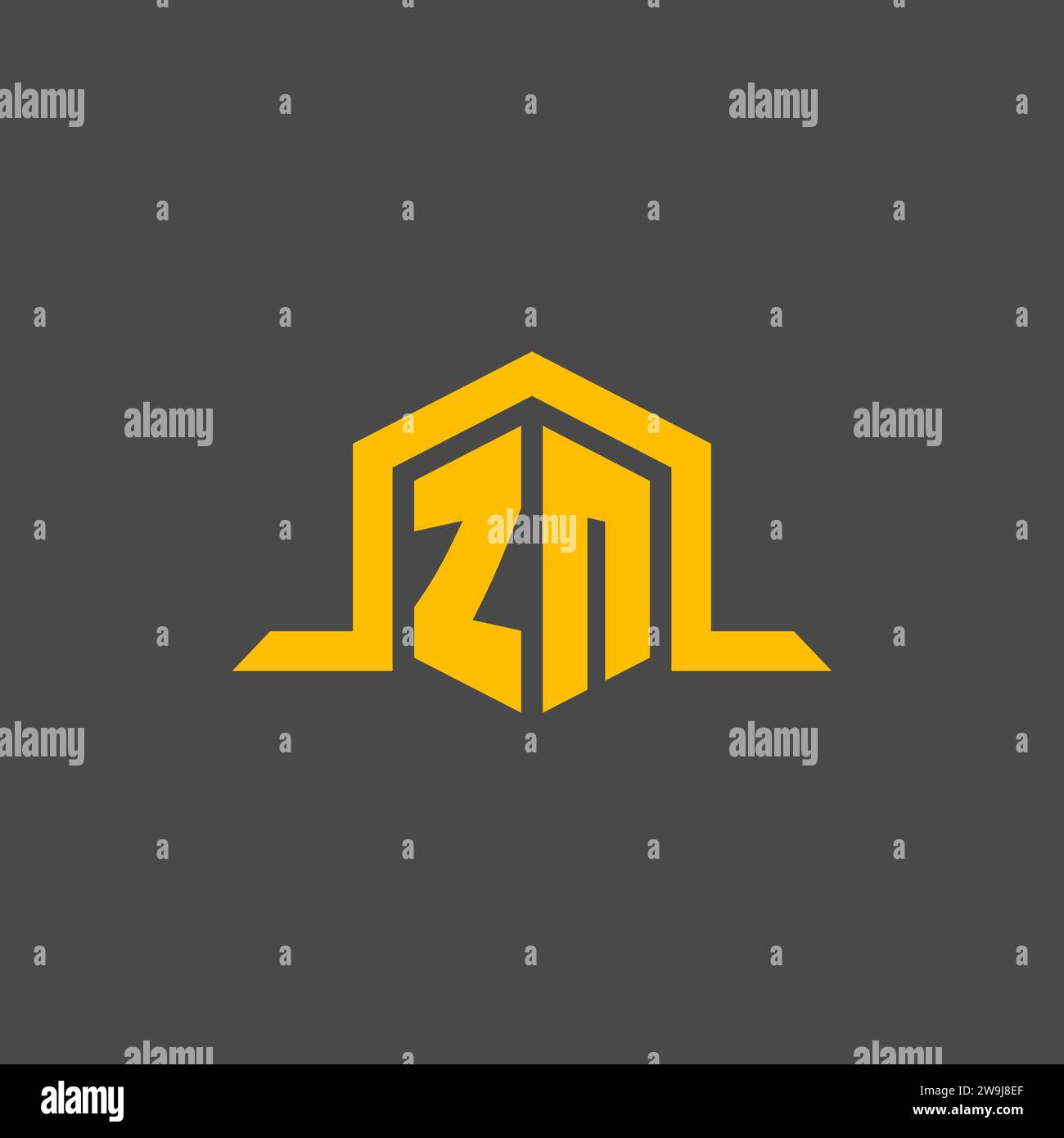 ZN monogram initial logo with hexagon style design ideas Stock Vector