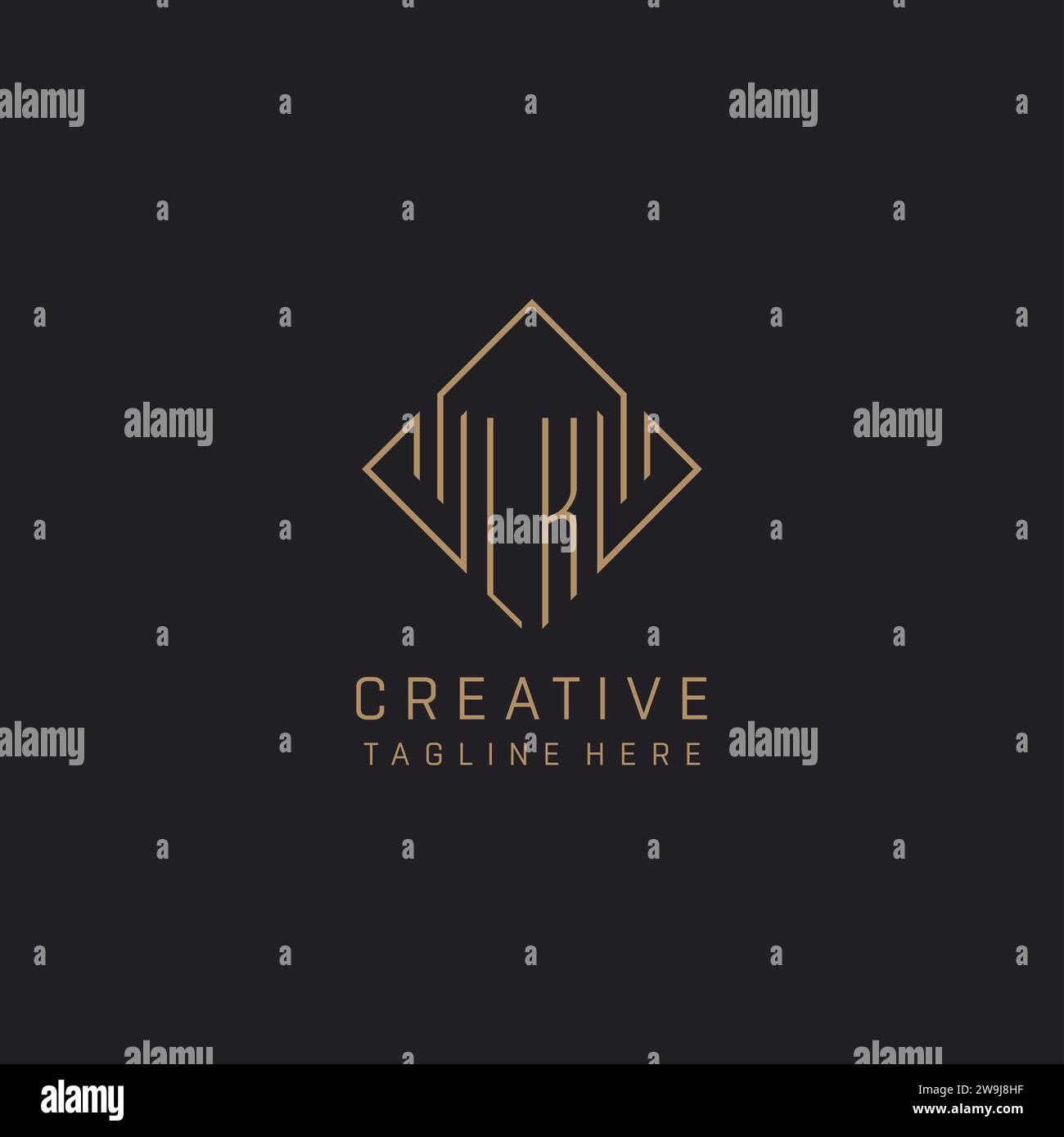 Monogram LK with rhombus line logo style, Luxury elegant logo design ...