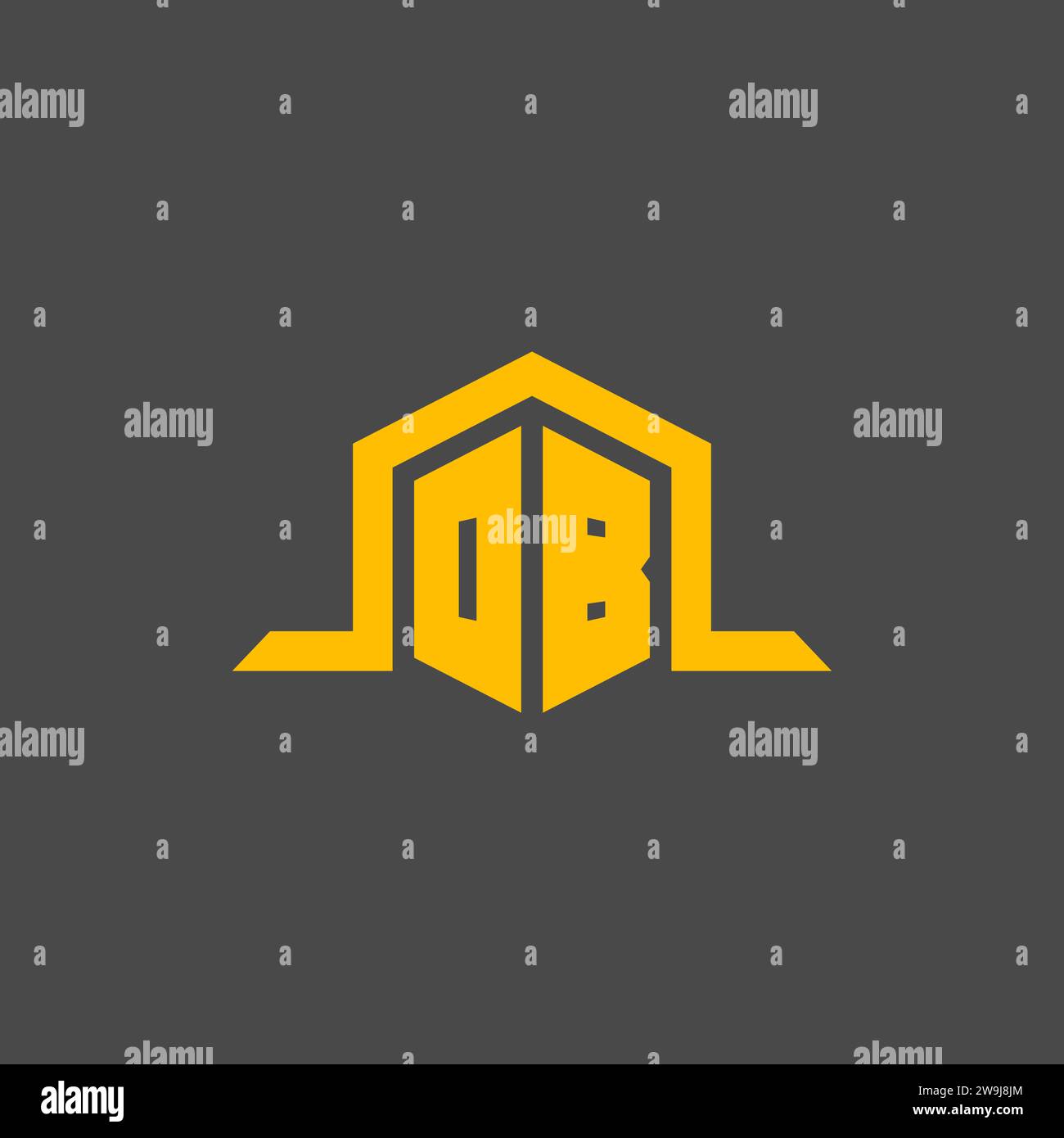 OB monogram initial logo with hexagon style design ideas Stock Vector