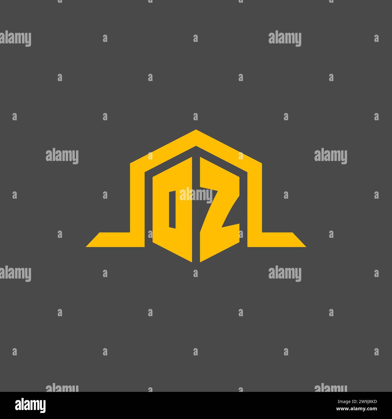 OZ monogram initial logo with hexagon style design ideas Stock Vector