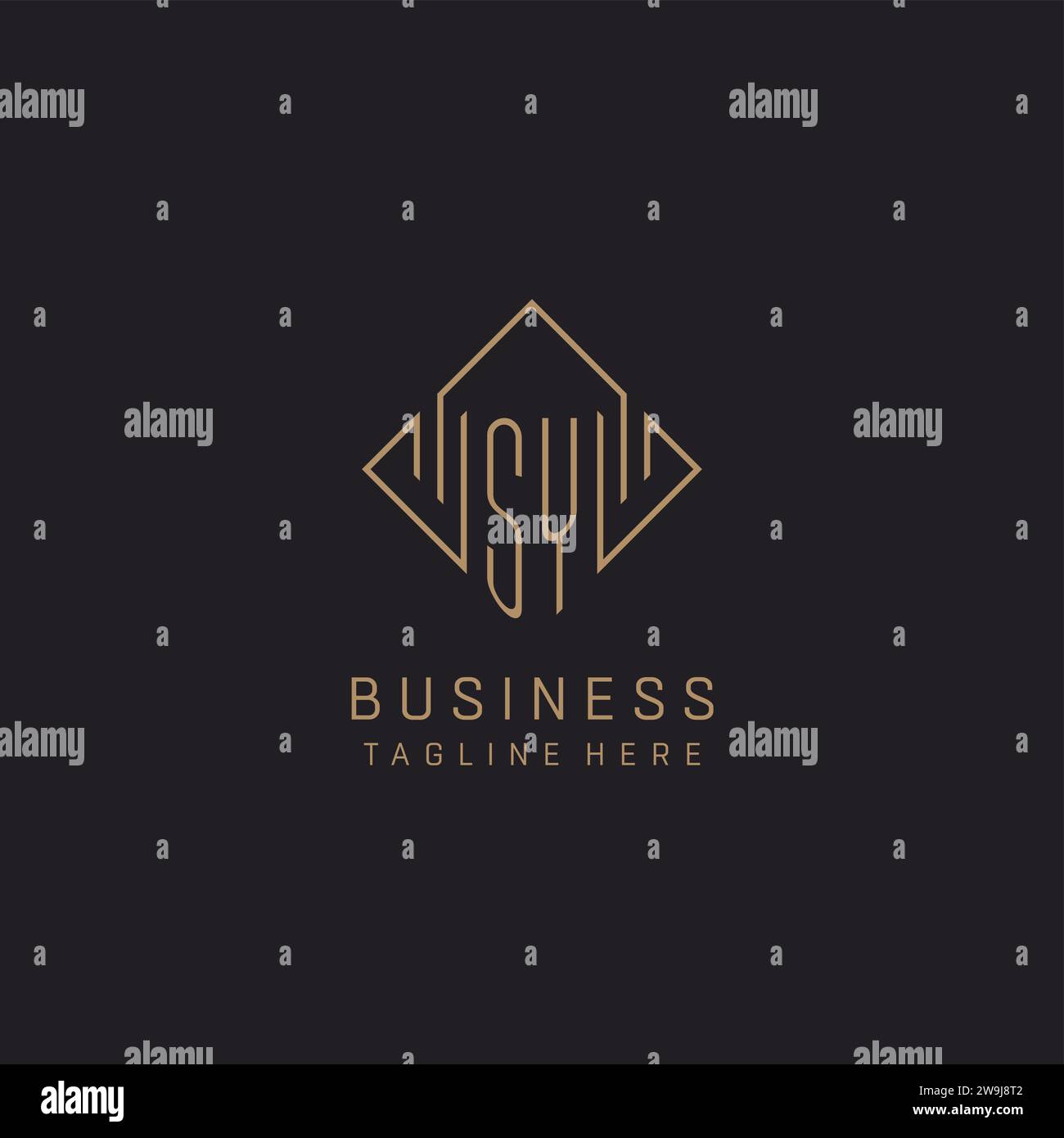 Monogram SY with rhombus line logo style, Luxury elegant logo design ...