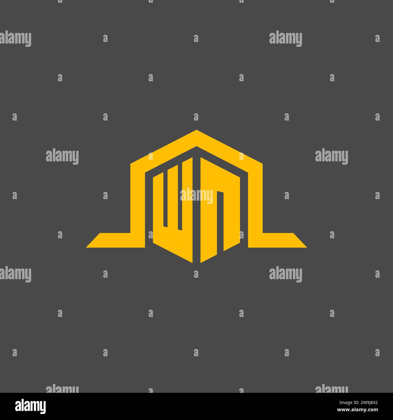 WN monogram initial logo with hexagon style design ideas Stock Vector