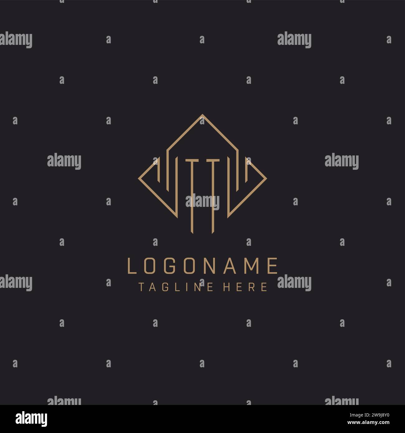 Monogram TT with rhombus line logo style, Luxury elegant logo design ...