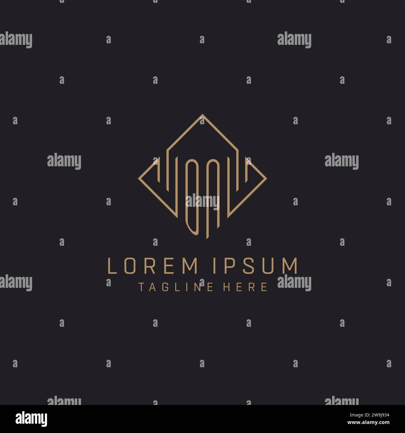 Monogram ON with rhombus line logo style, Luxury elegant logo design ...