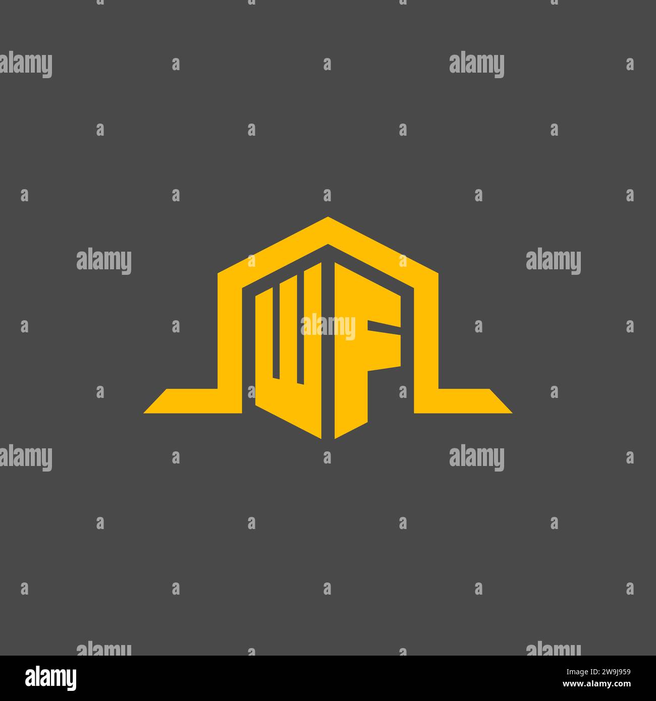 WF monogram initial logo with hexagon style design ideas Stock Vector
