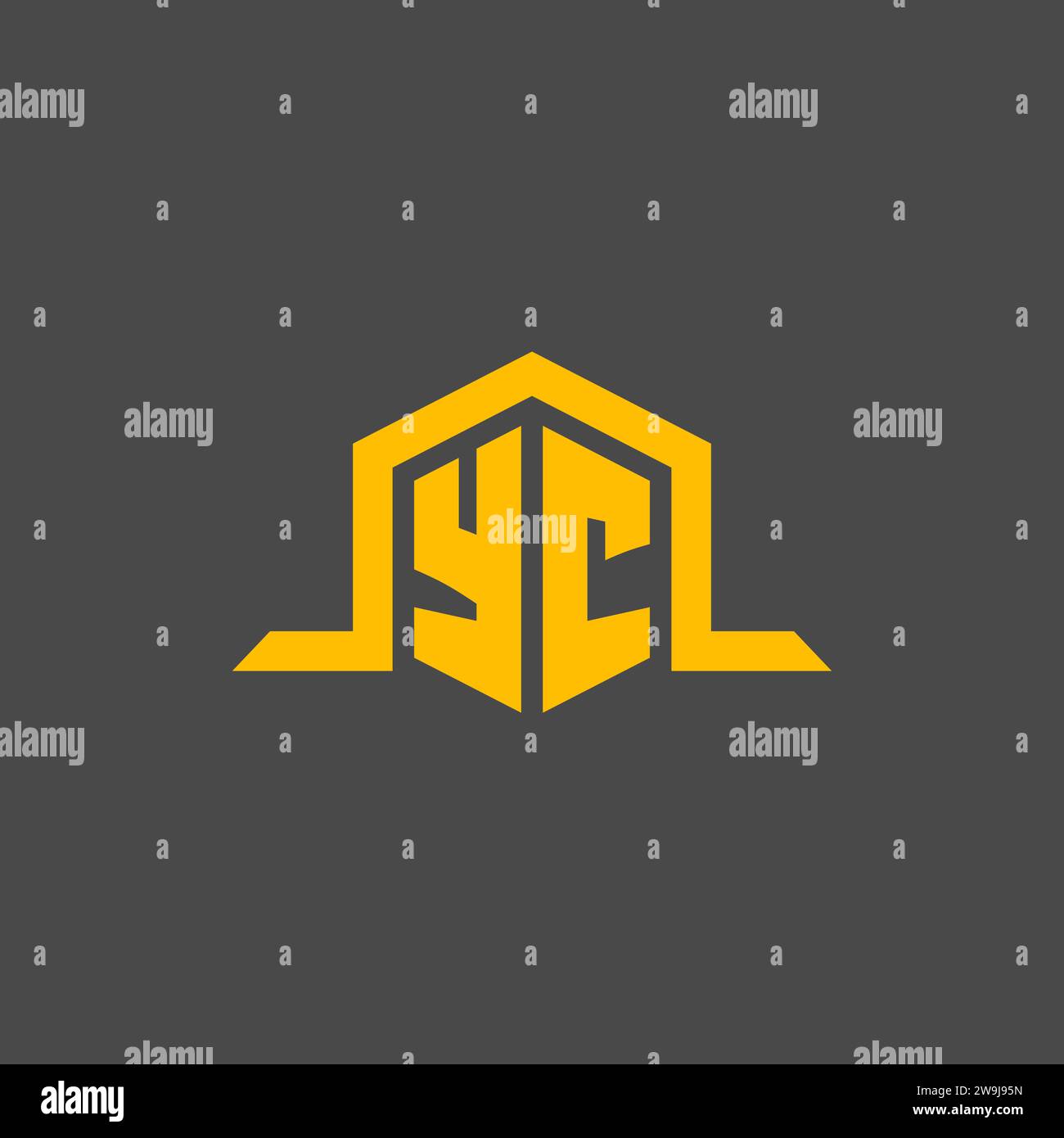 YC monogram initial logo with hexagon style design ideas Stock Vector