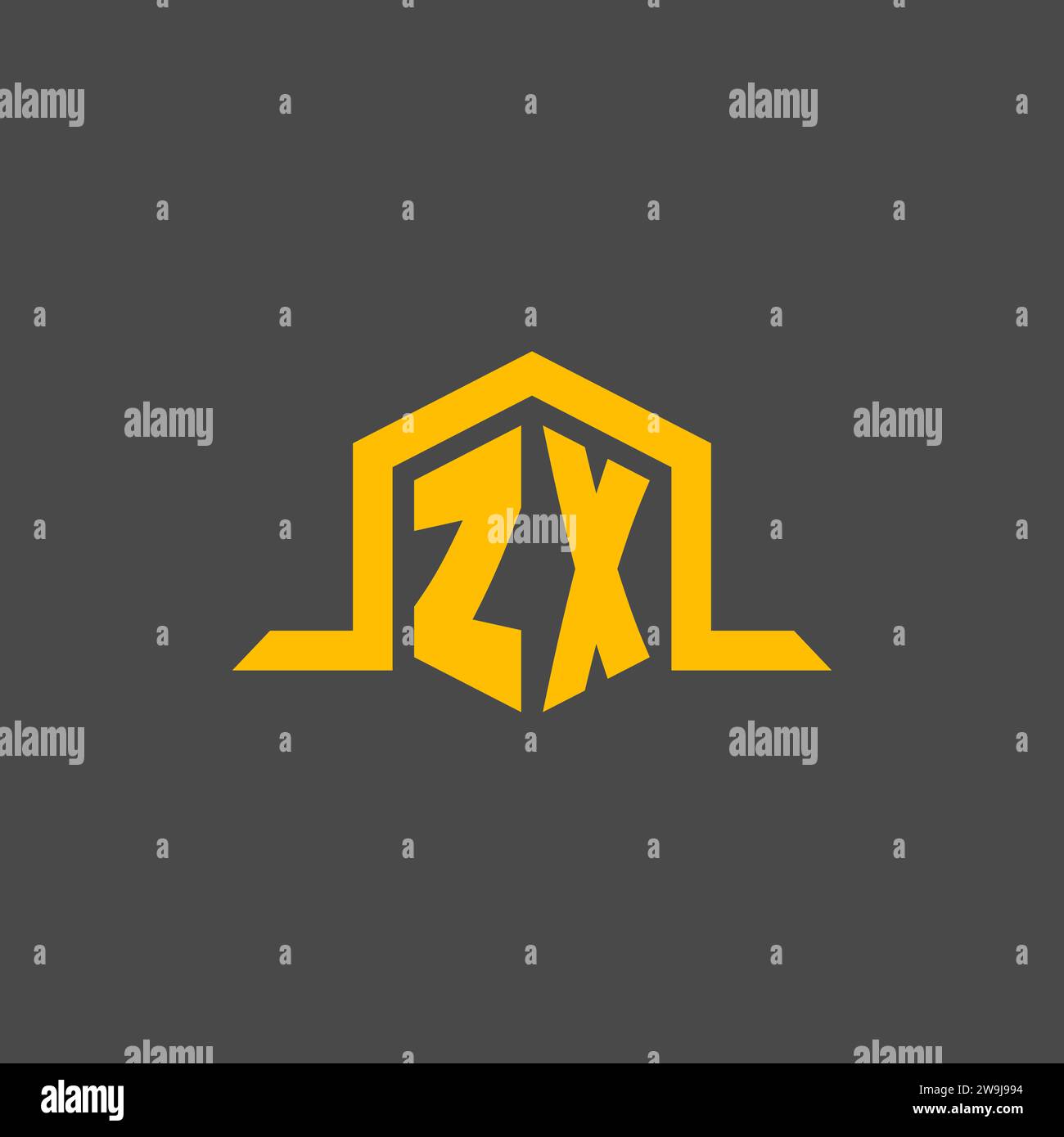 ZX monogram initial logo with hexagon style design ideas Stock Vector