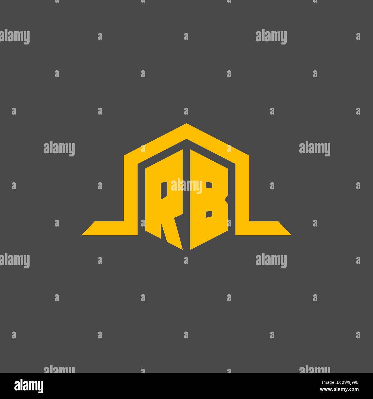 RB monogram initial logo with hexagon style design ideas Stock Vector