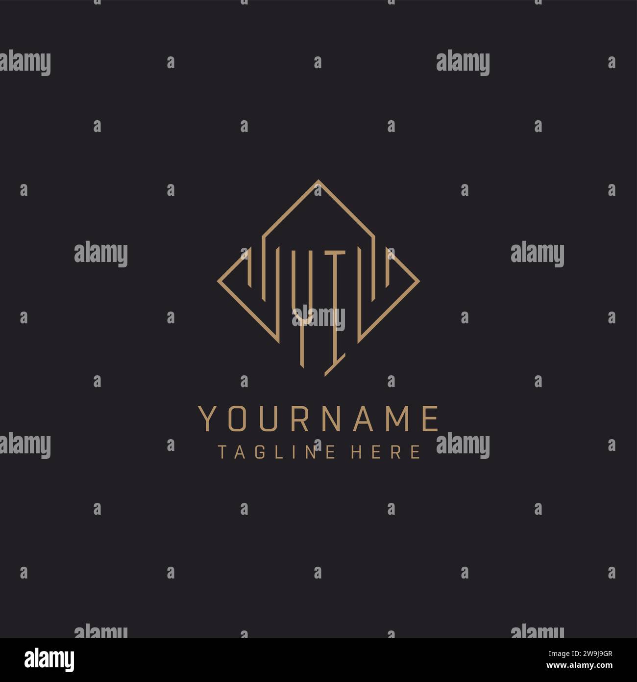 Monogram YI with rhombus line logo style, Luxury elegant logo design ...
