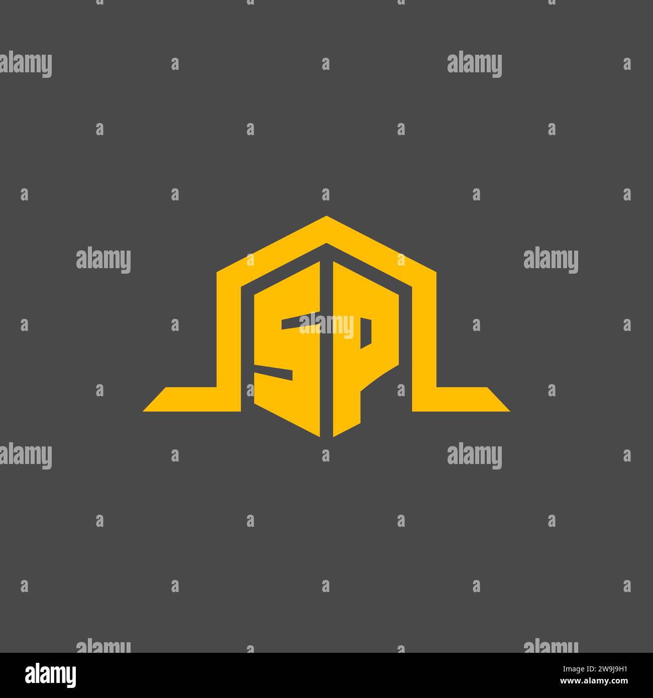SP monogram initial logo with hexagon style design ideas Stock Vector