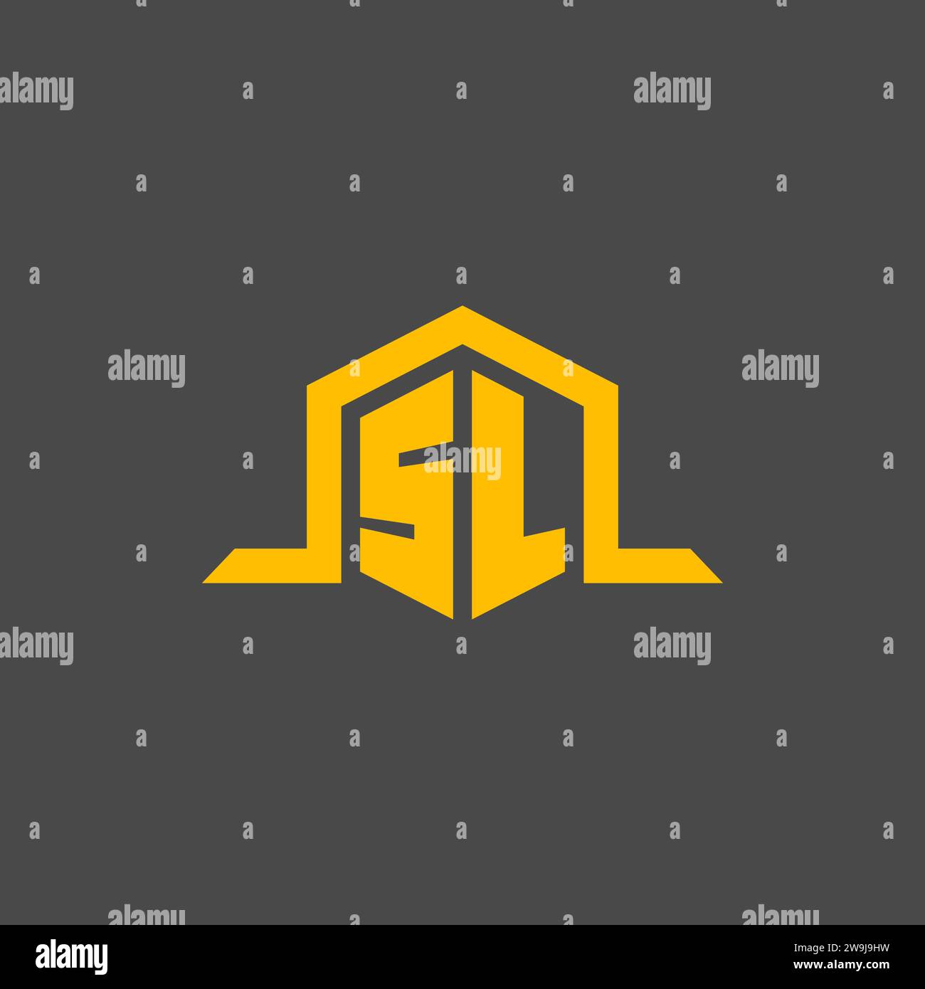 SL monogram initial logo with hexagon style design ideas Stock Vector