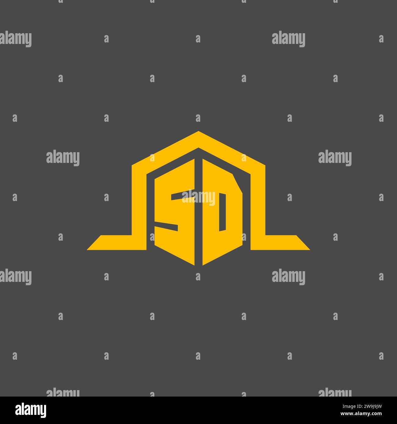 SD monogram initial logo with hexagon style design ideas Stock Vector