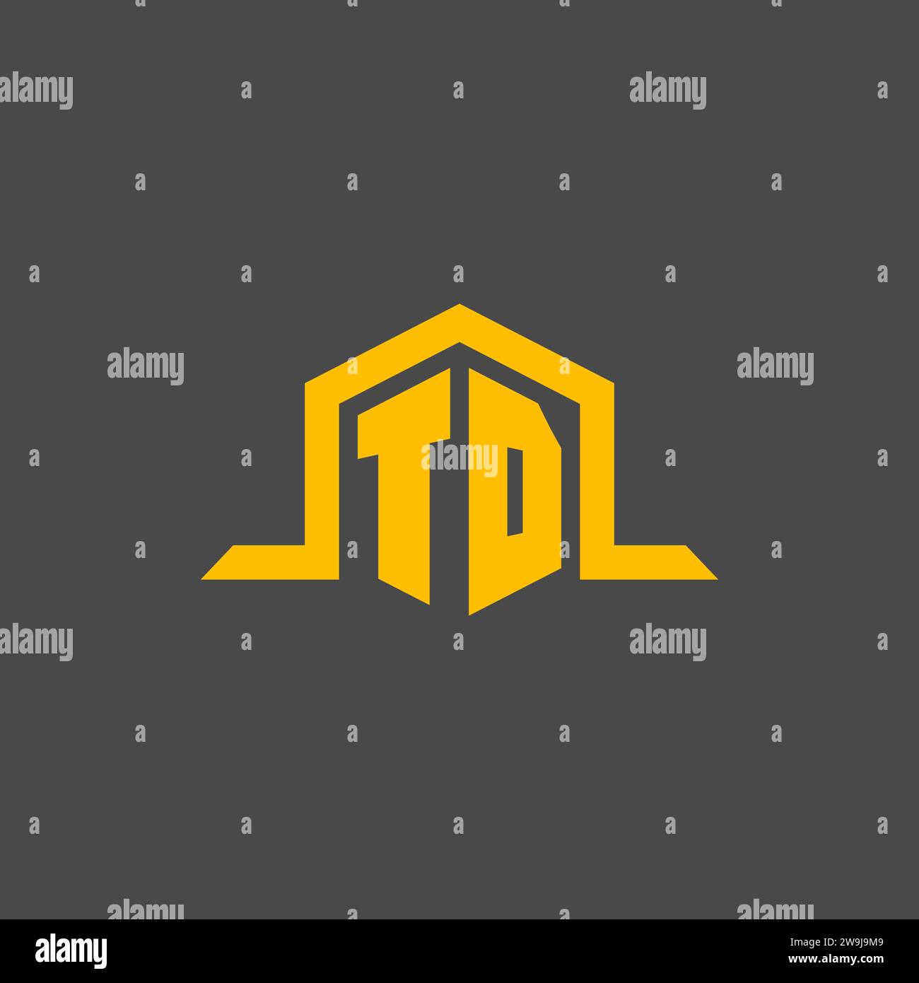 TD monogram initial logo with hexagon style design ideas Stock Vector