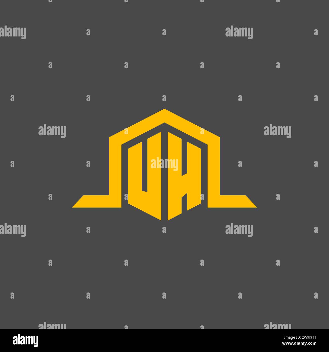 UH monogram initial logo with hexagon style design ideas Stock Vector