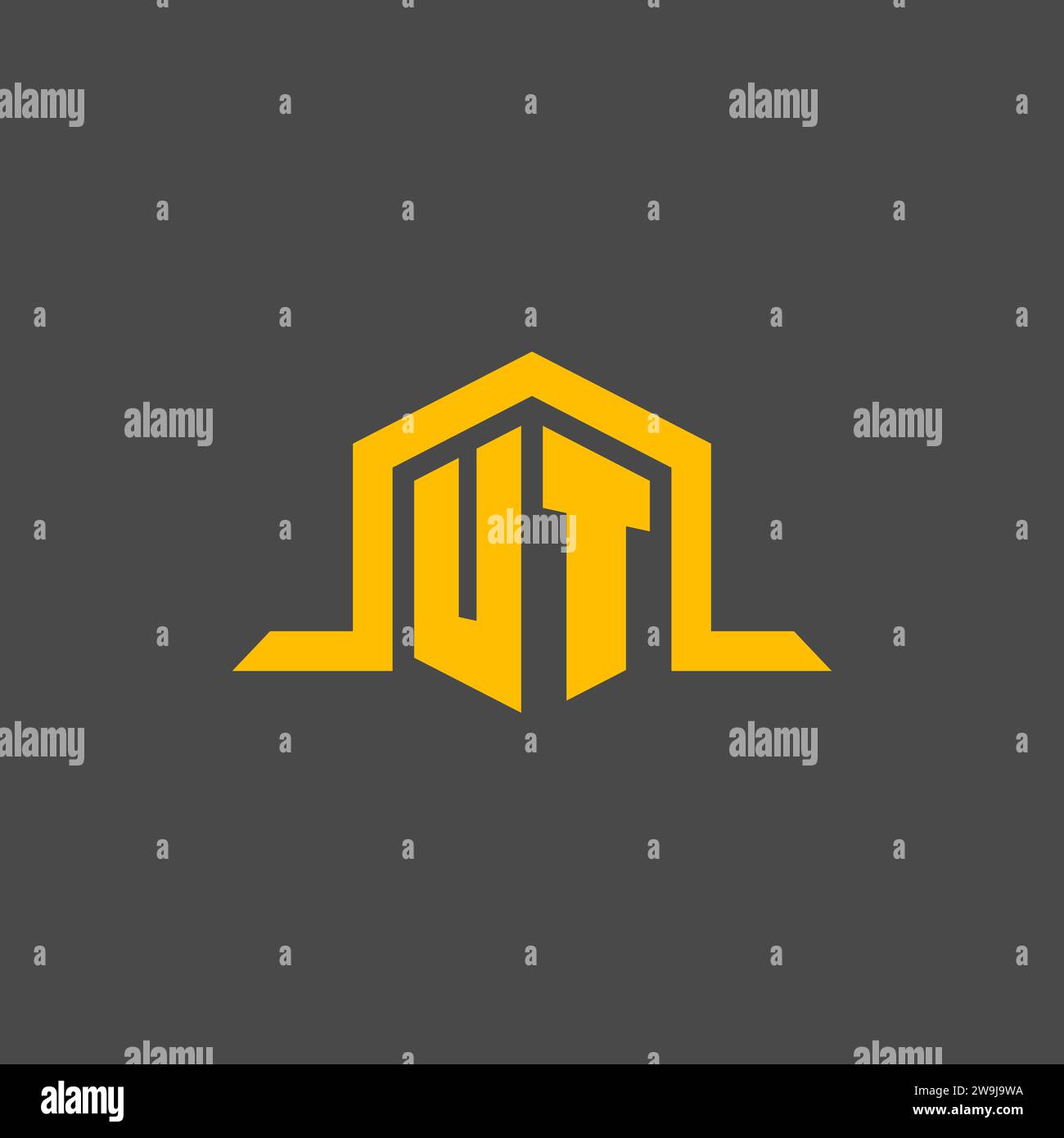 UT monogram initial logo with hexagon style design ideas Stock Vector