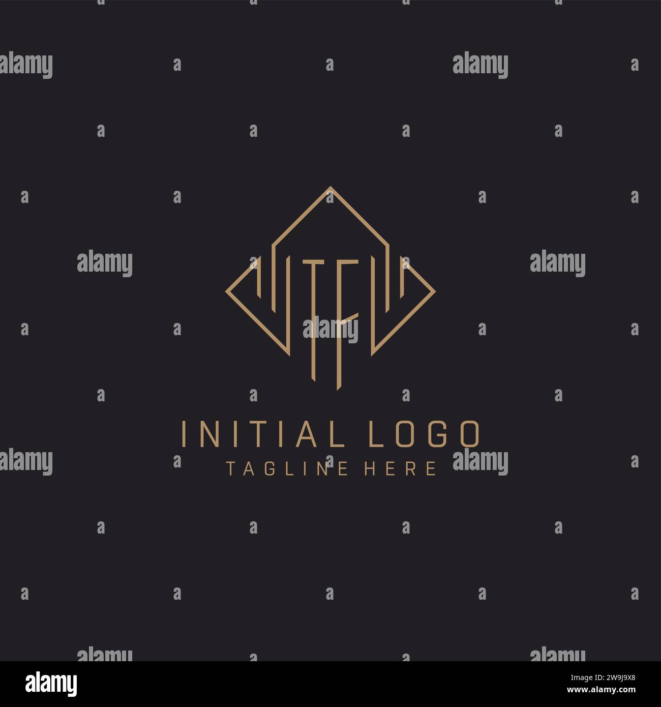 Monogram TF with rhombus line logo style, Luxury elegant logo design ...